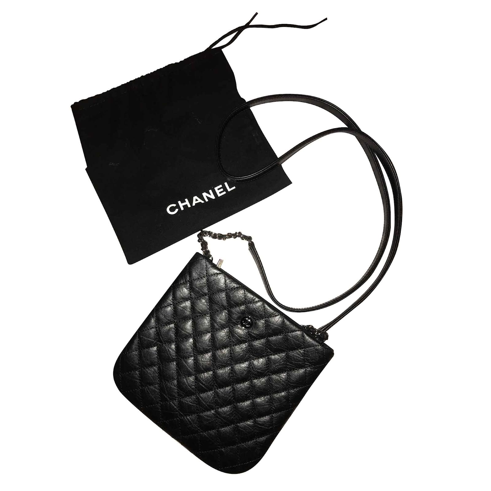 Chanel Clutch bags Black Leather ref.110474 Joli Closet