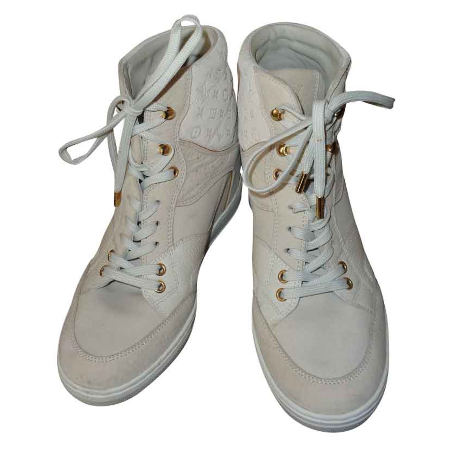 Louis Vuitton Leather Wedge Sneakers - ShopStyle