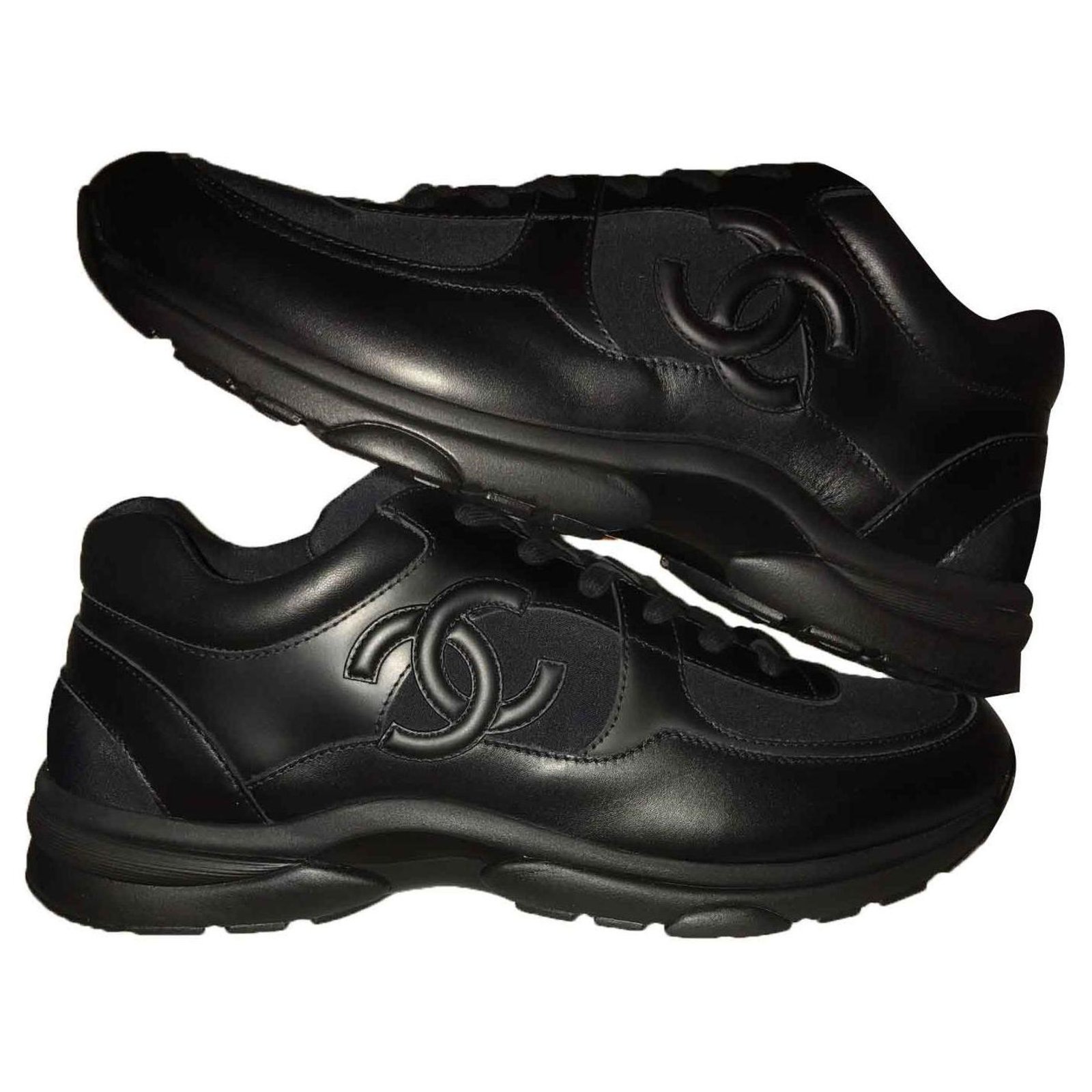 black chanel trainers mens