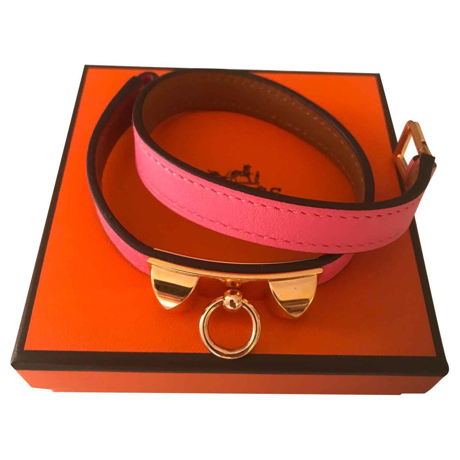 hermes leather bracelet orange