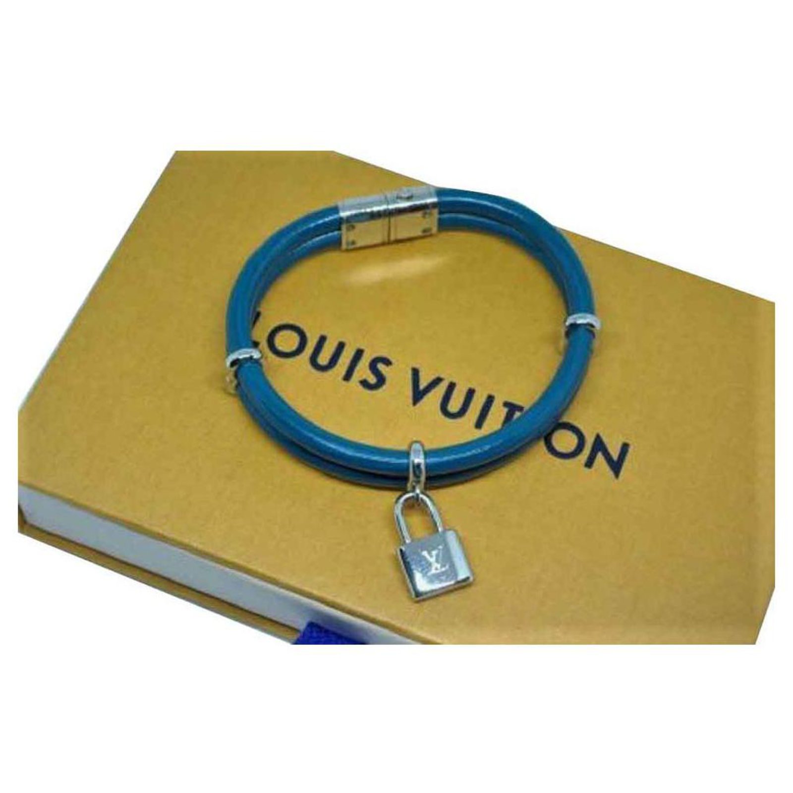 Louis Vuitton Lockit bracelet in Blue Leather and Palladium