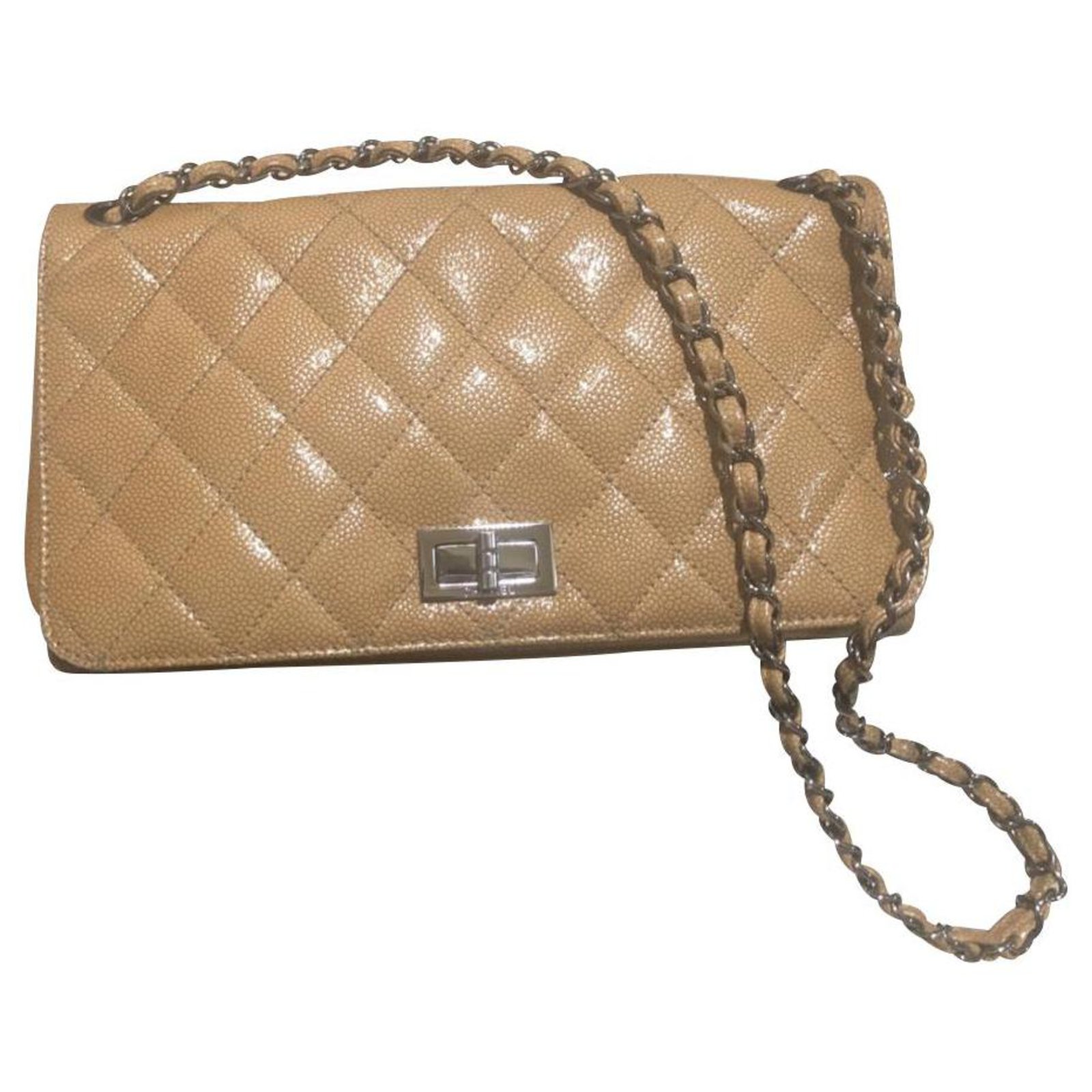 2.55 patent leather crossbody bag Chanel Beige in Patent leather