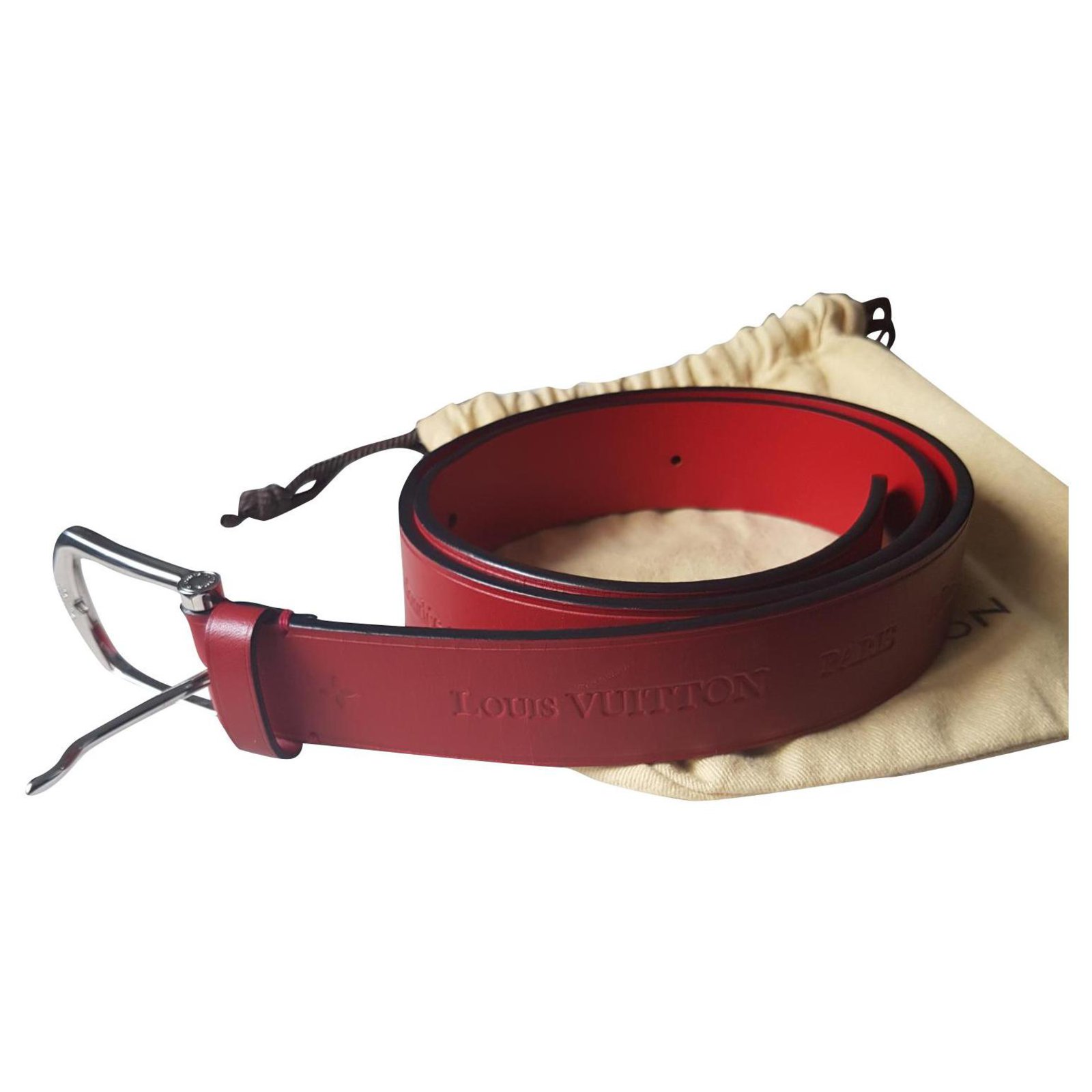 Louis Vuitton Cinturones Roja Cuero ref.112144 - Joli Closet