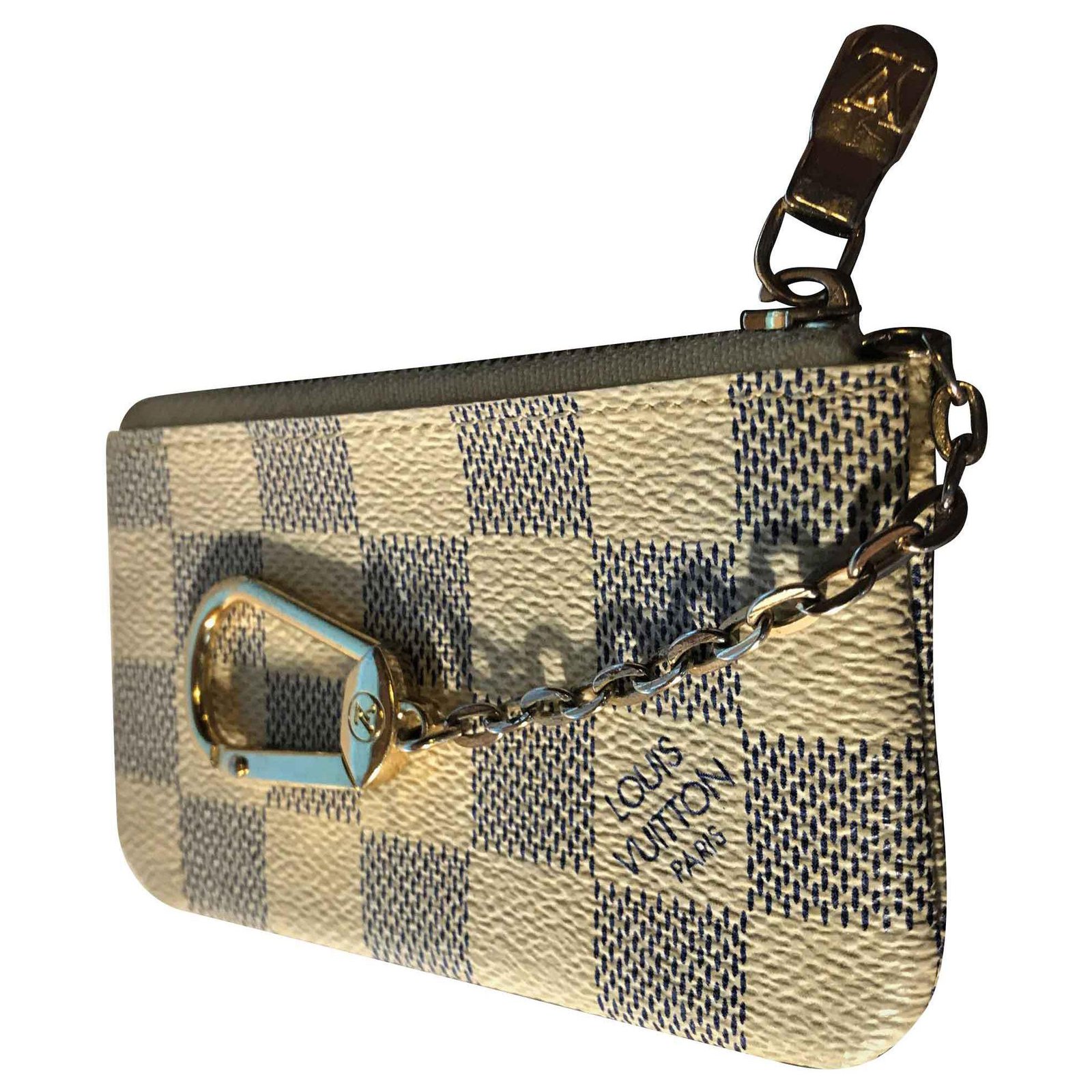 Louis Vuitton Keychain wallet in Monogrammed Damier Azur / Cream calf  leather Leather ref.113818 - Joli Closet