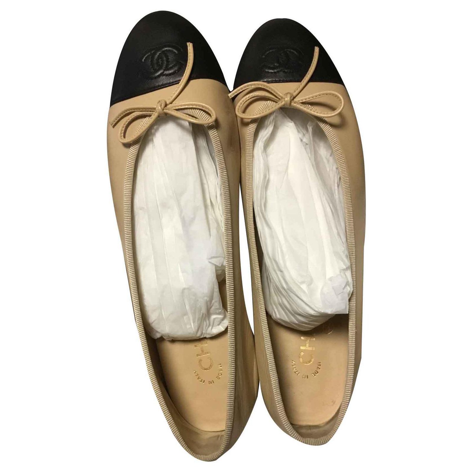 Chanel ballerina Beige Leather ref.113906 - Joli Closet