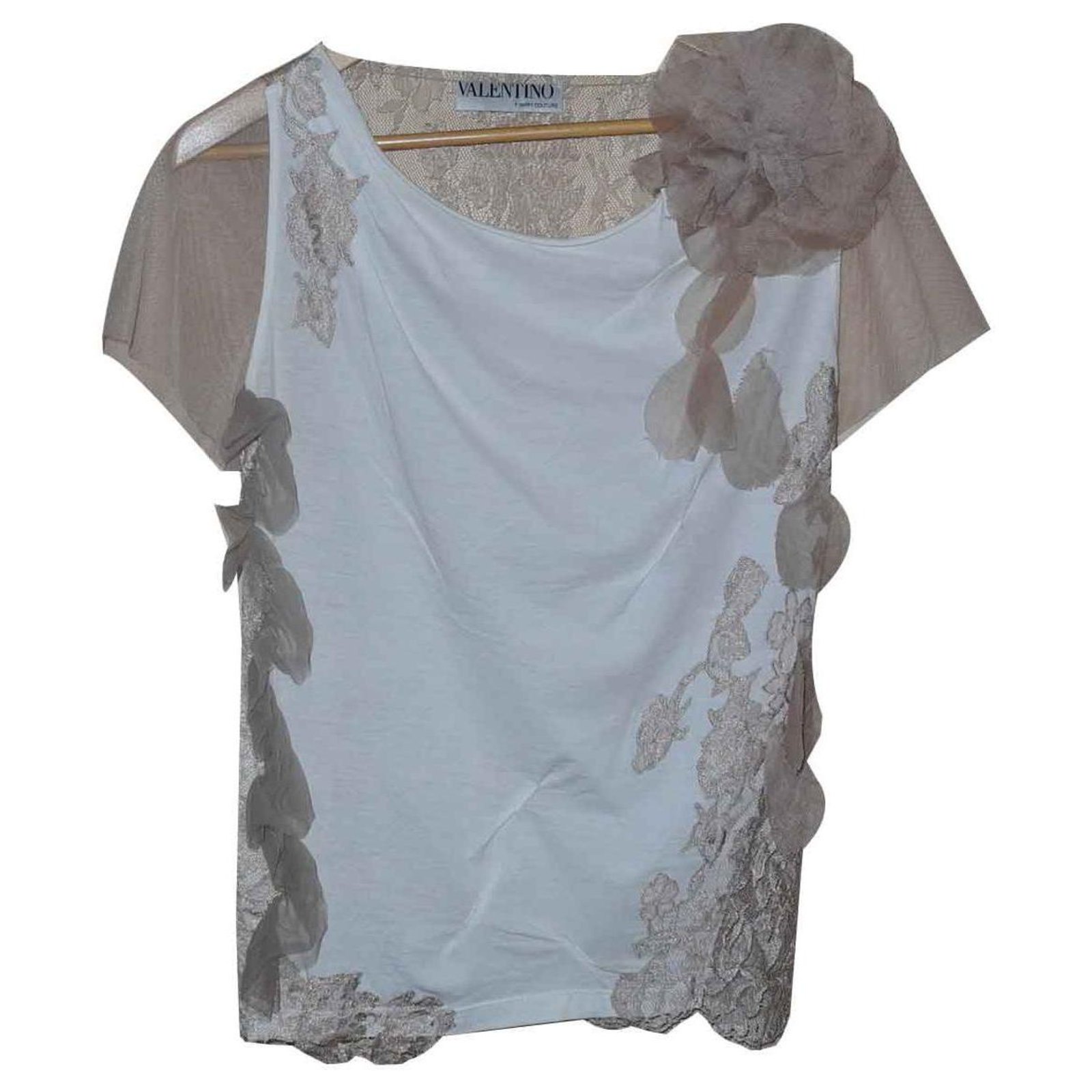 Blusa de algodón Valentino de Algodón de color Blanco Mujer Ropa de Camisetas y tops de Blusas 