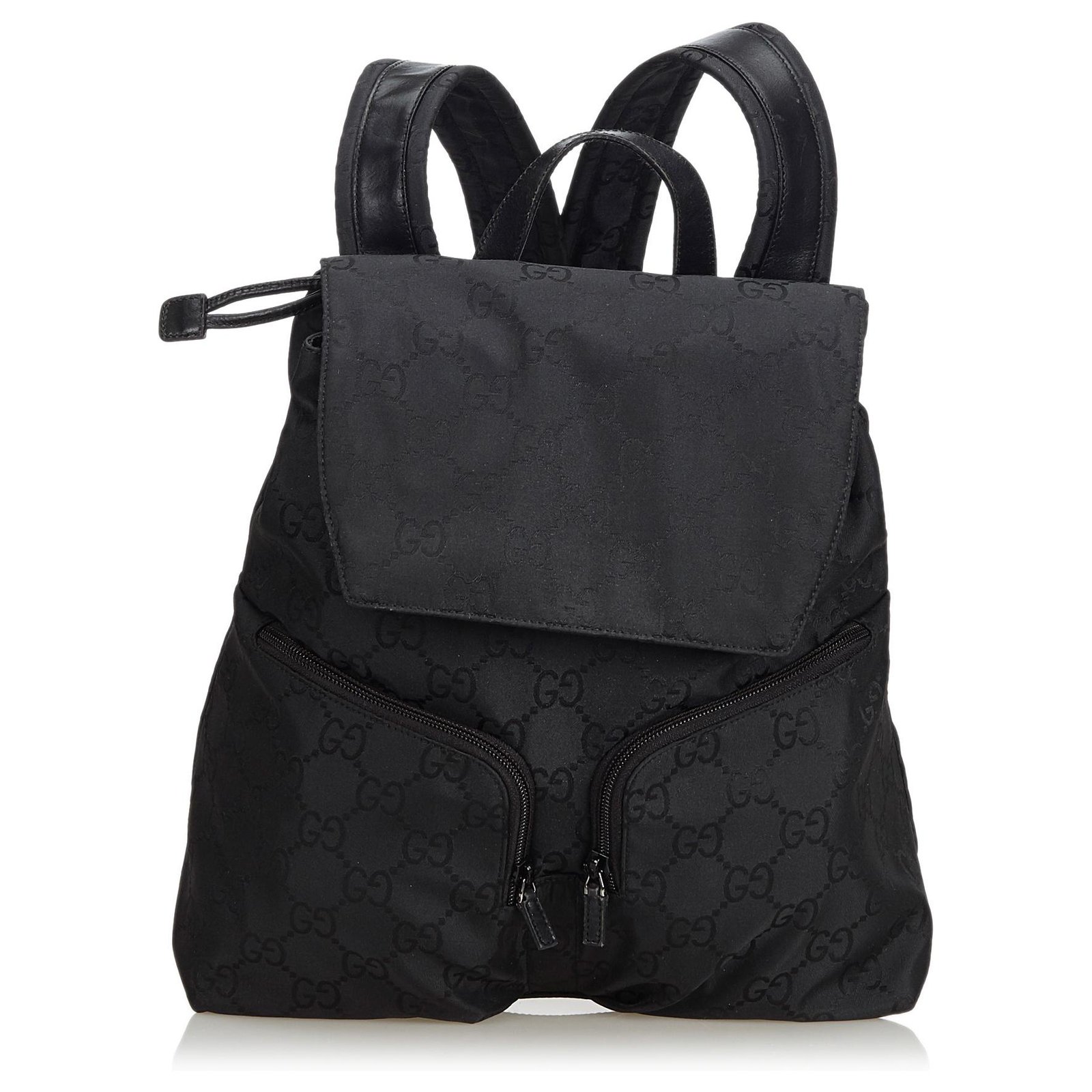 gucci black canvas backpack