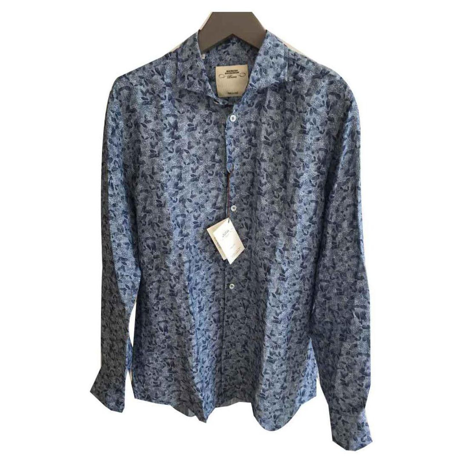 Autre Marque MAURIZIO BALDASSARI MEN'S BLUE LINEN SHIRT ref.115445