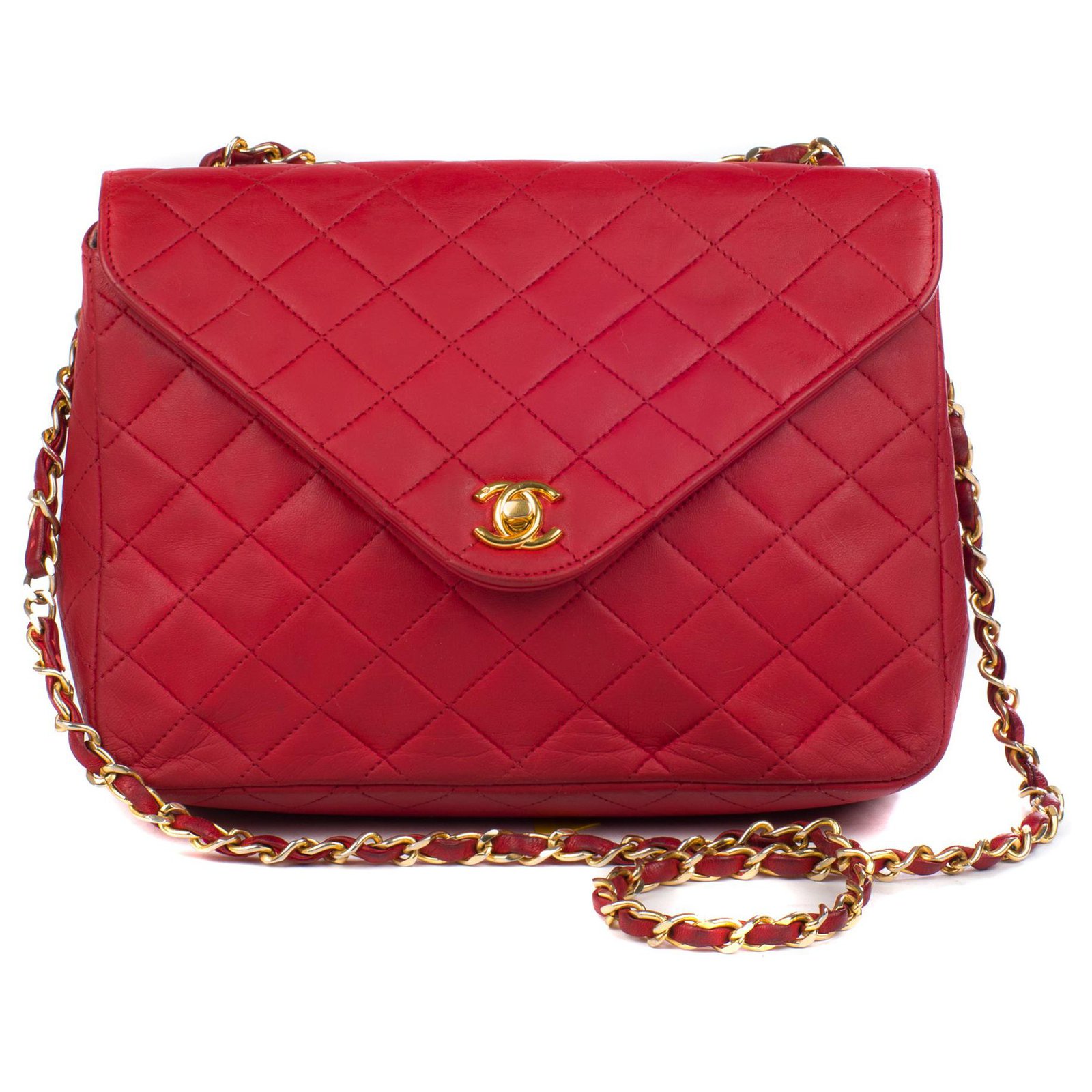 red chanel bag vintage leather