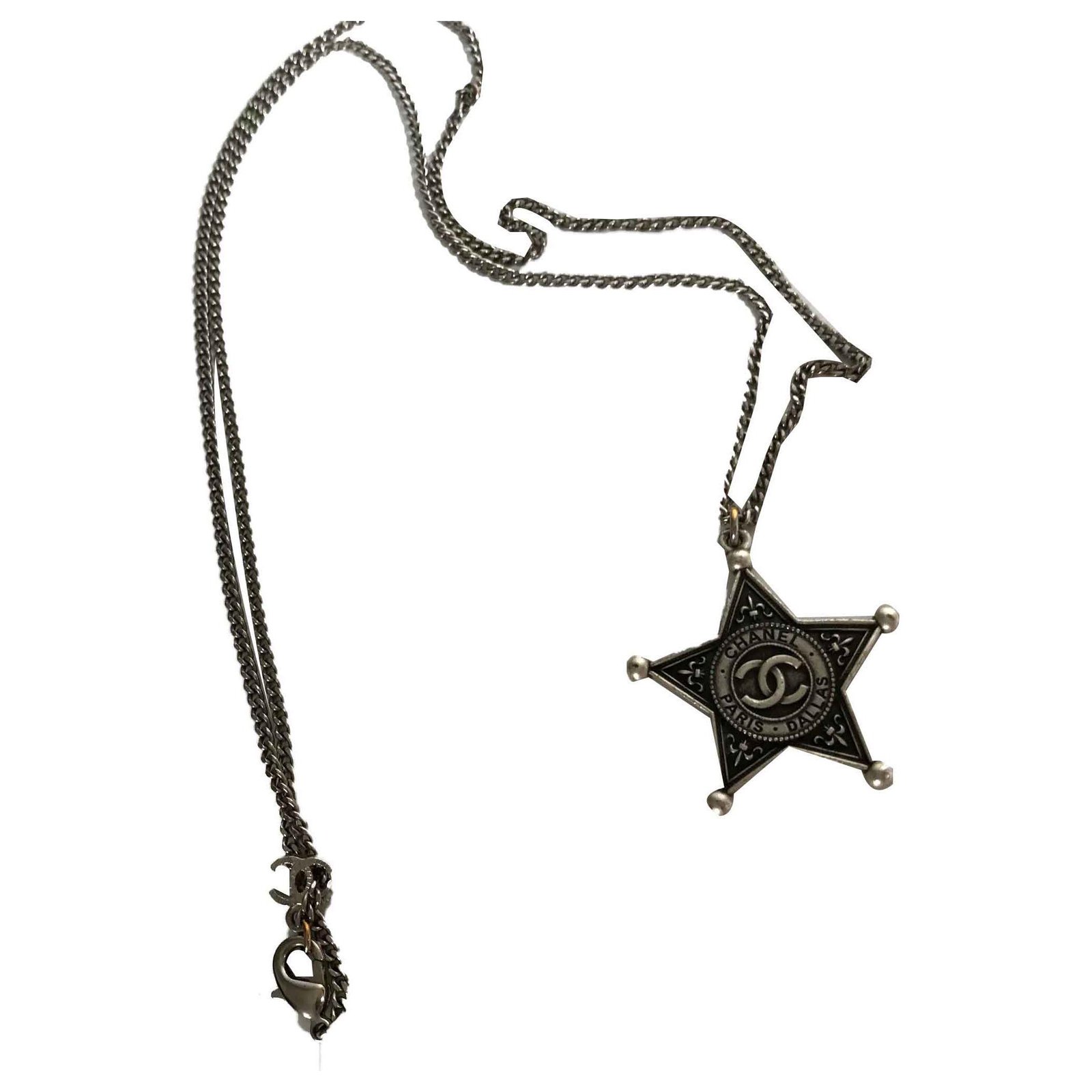 Chanel Silver Metal Paris Dallas CC Badge Pendant Necklace, 2014 Available  For Immediate Sale At Sotheby's