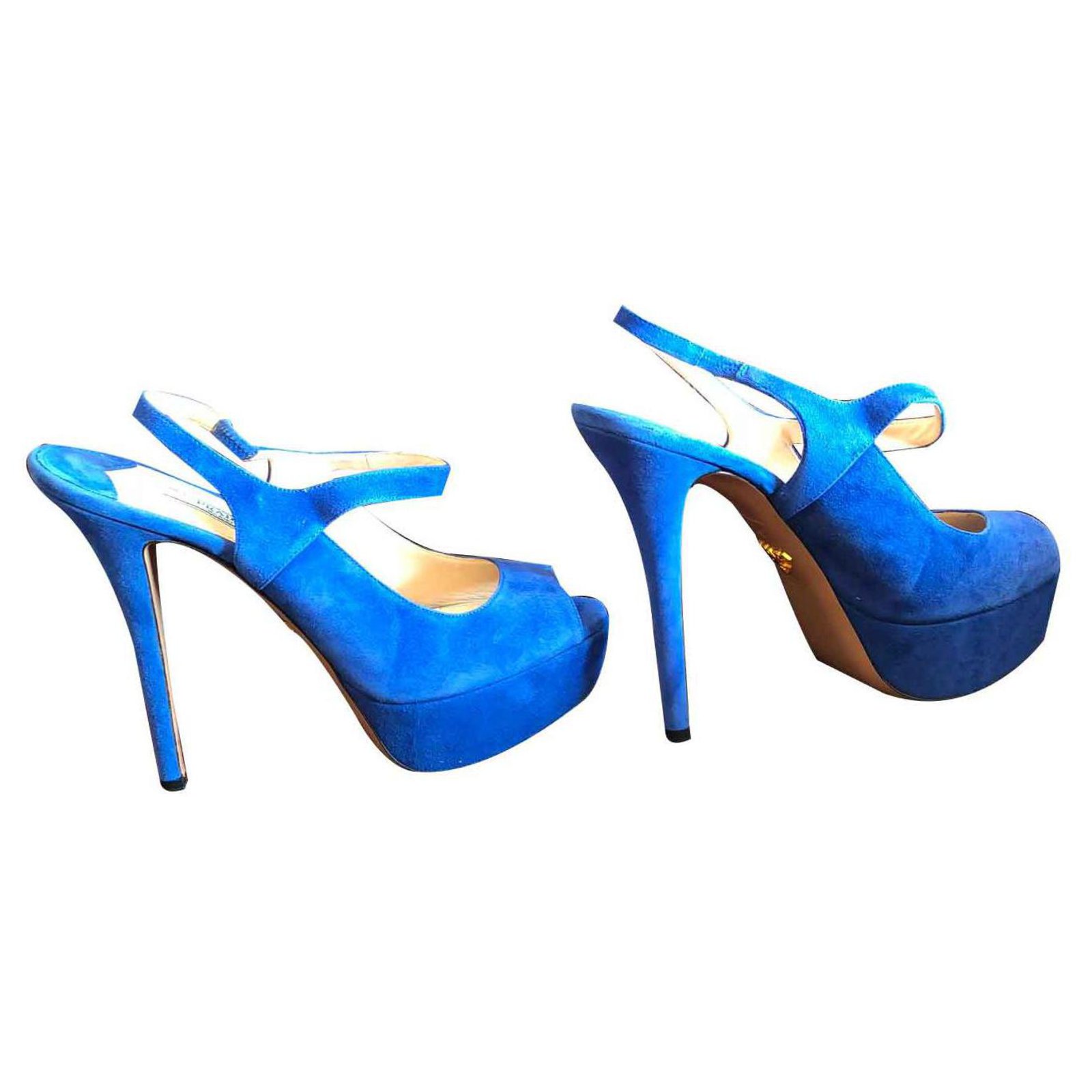 prada blue heels
