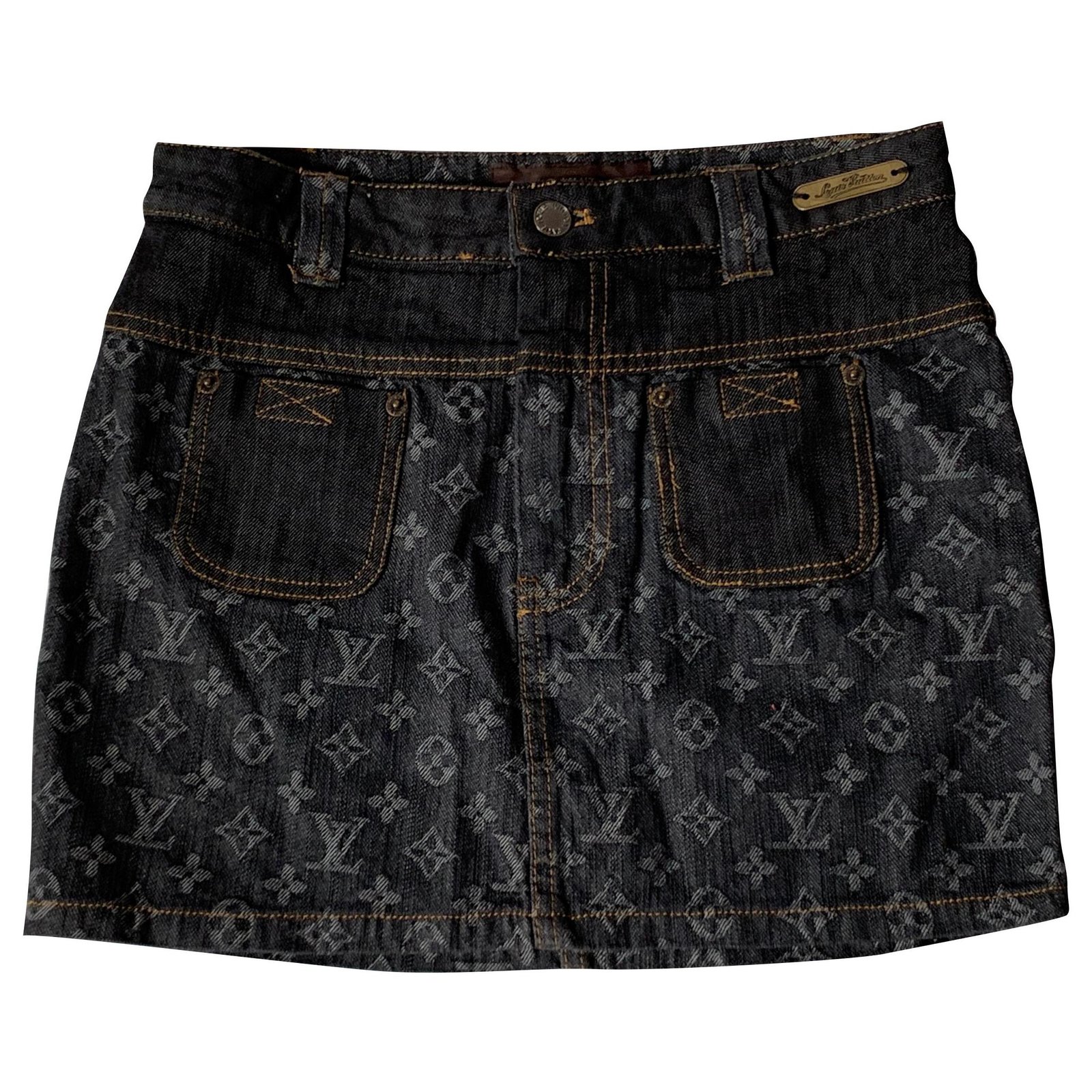 Louis Vuitton Louis Vuitton mini skirt Skirts Denim Grey,Dark blue ref.116232 - Joli Closet