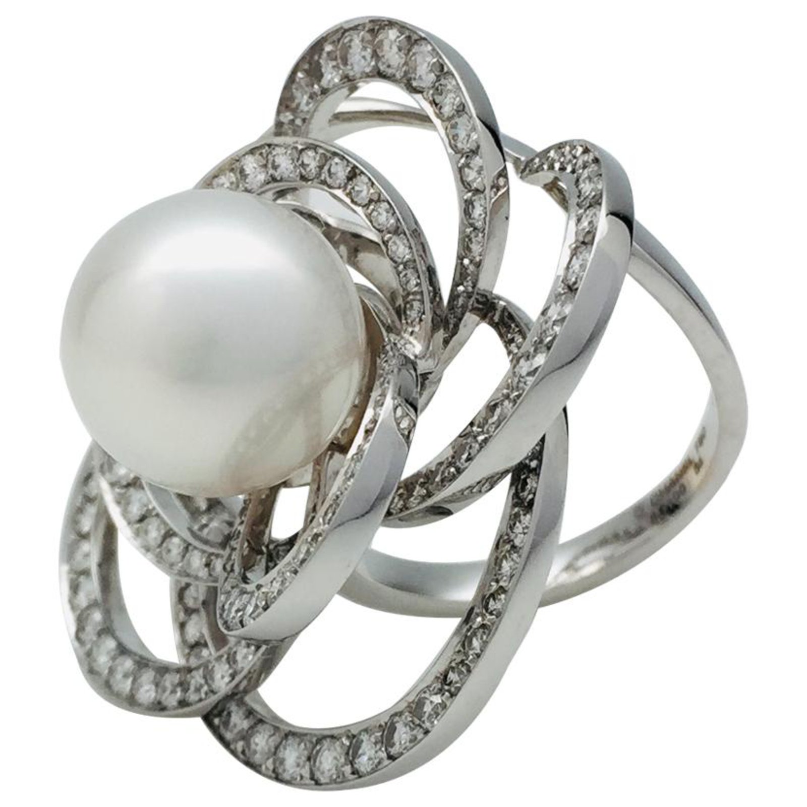 Chanel Matelassée Gold Pearl  Diamond Ring  Morelle Davidson
