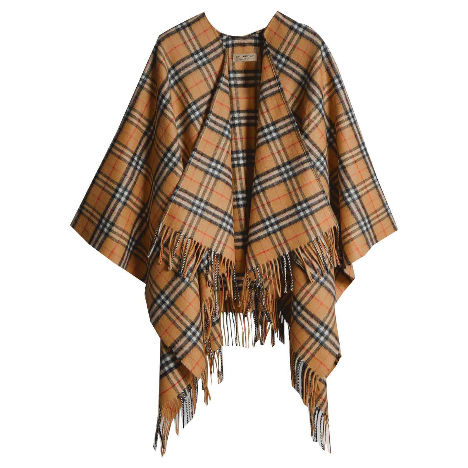 Vintage check wool and cashmere poncho 