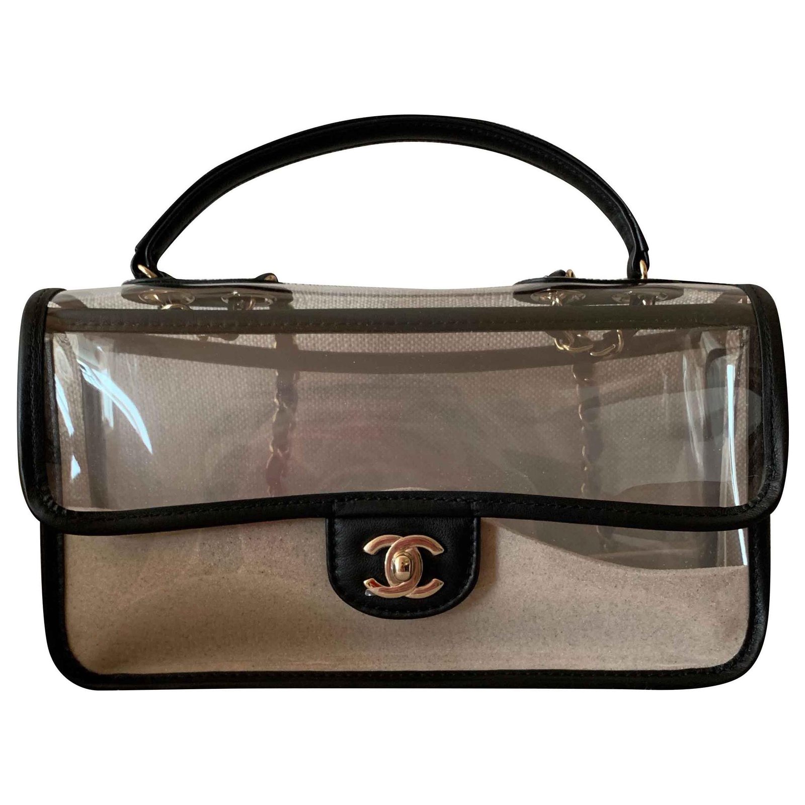 Chanel Coco Sand PVC Flap Bag Black Plastic ref.117205 - Joli Closet