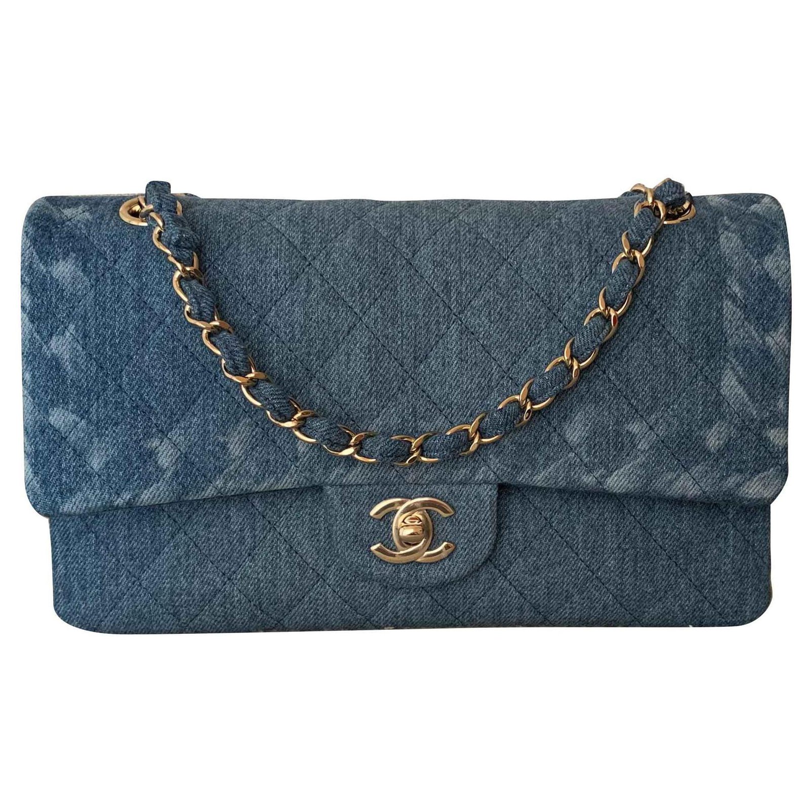 Timeless Chanel Medium Blue Denim lined Flap Bag ref.117206 - Joli Closet