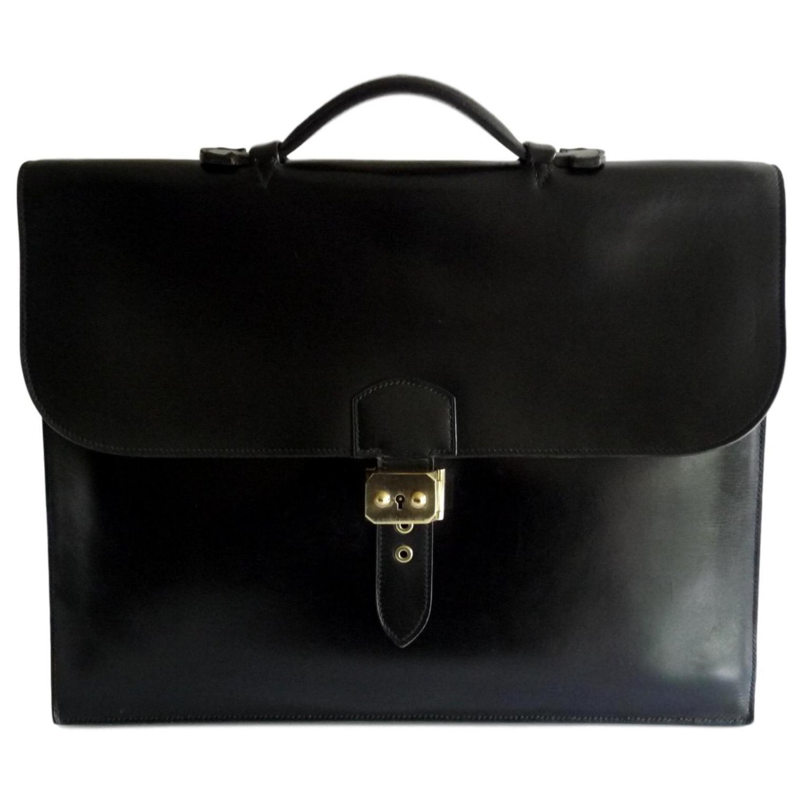 Hermès DOCUMENT HOLDER MEN - BAG WITH DEPECHES - VINTAGE Black Leather ...