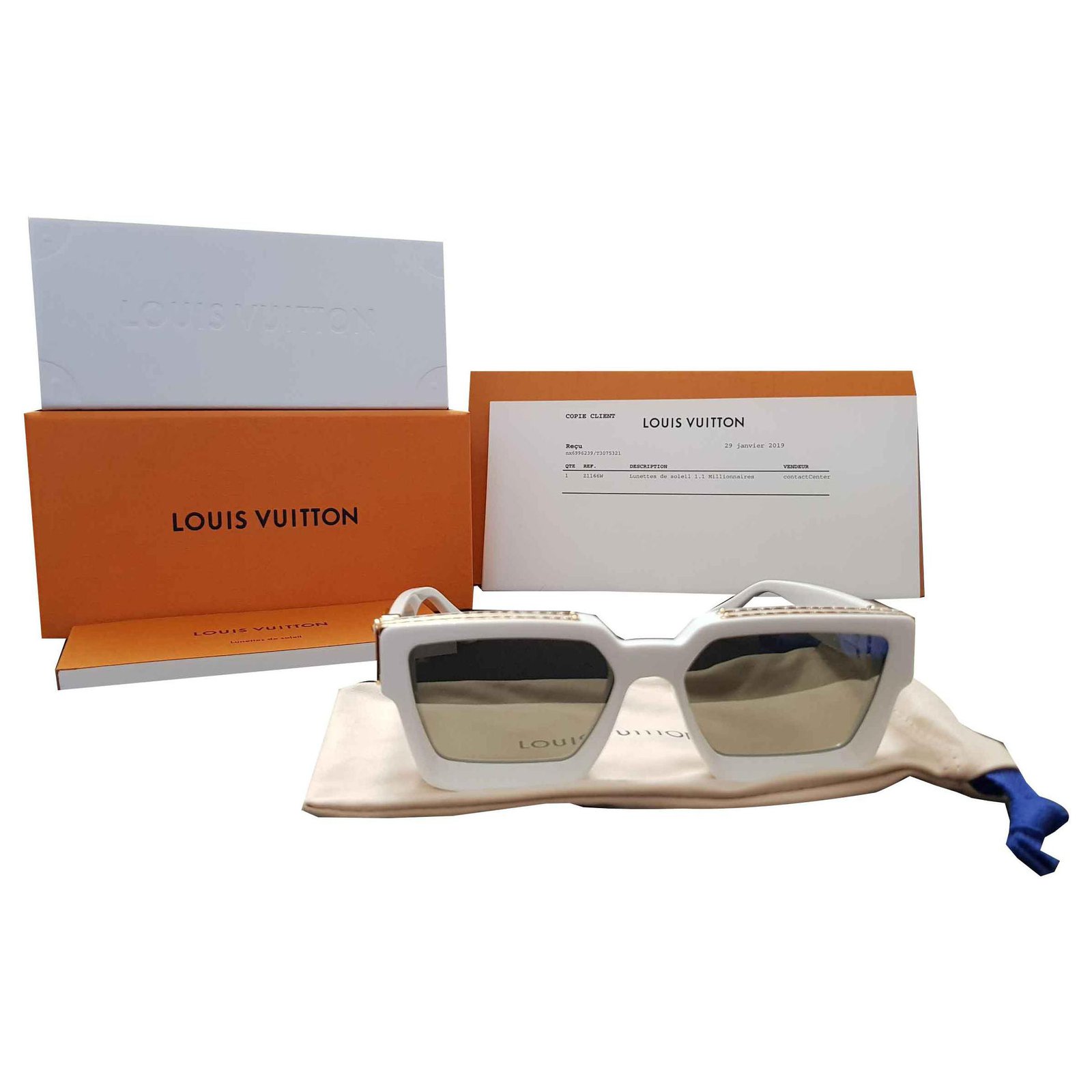 LOUIS VUITTON Acetate 1.1 Millionaires Z1166W Sunglasses White 1204433