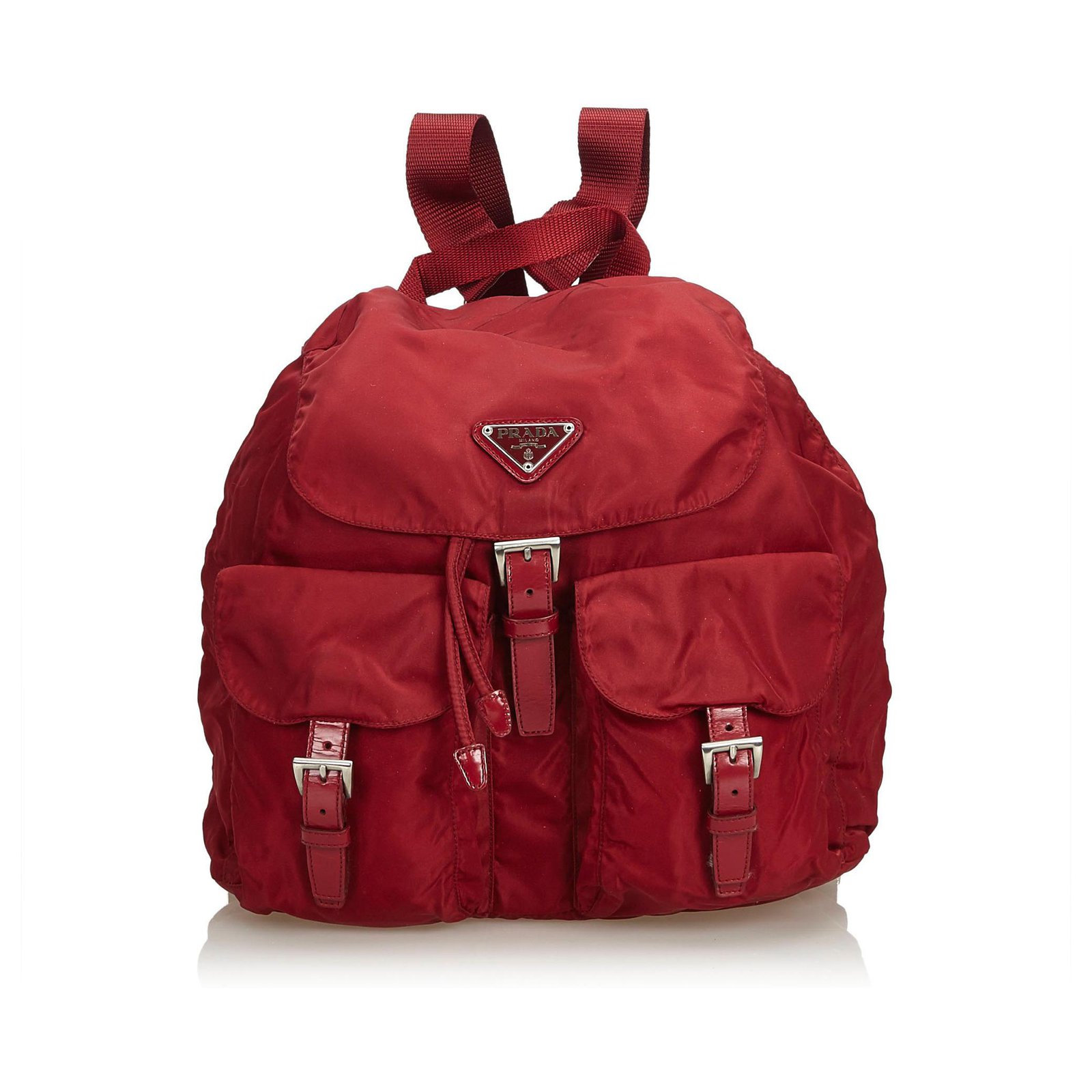 prada red backpacks