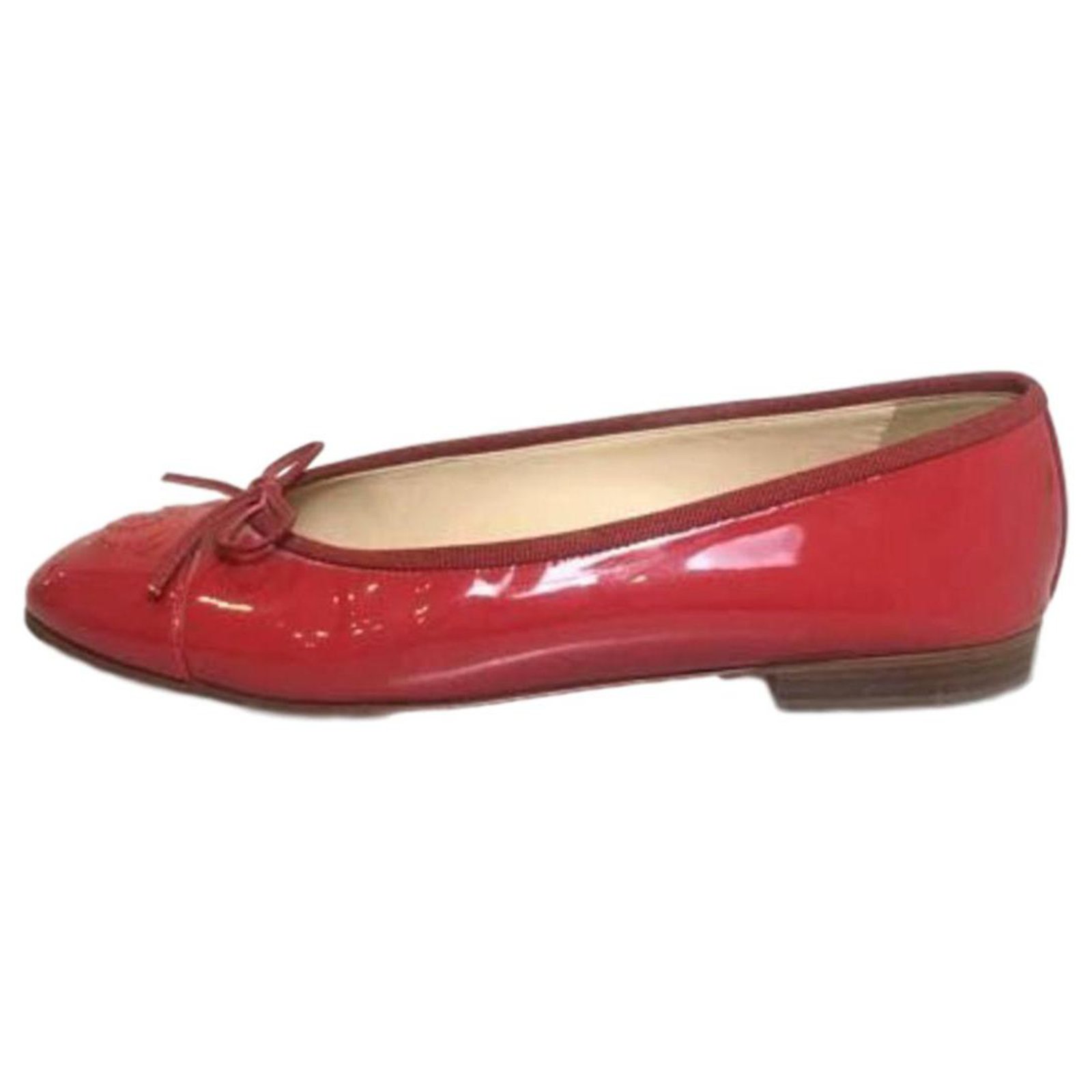 Chanel Red Patent Ballet Flats