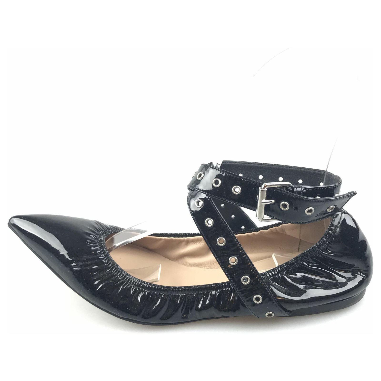 black patent flats