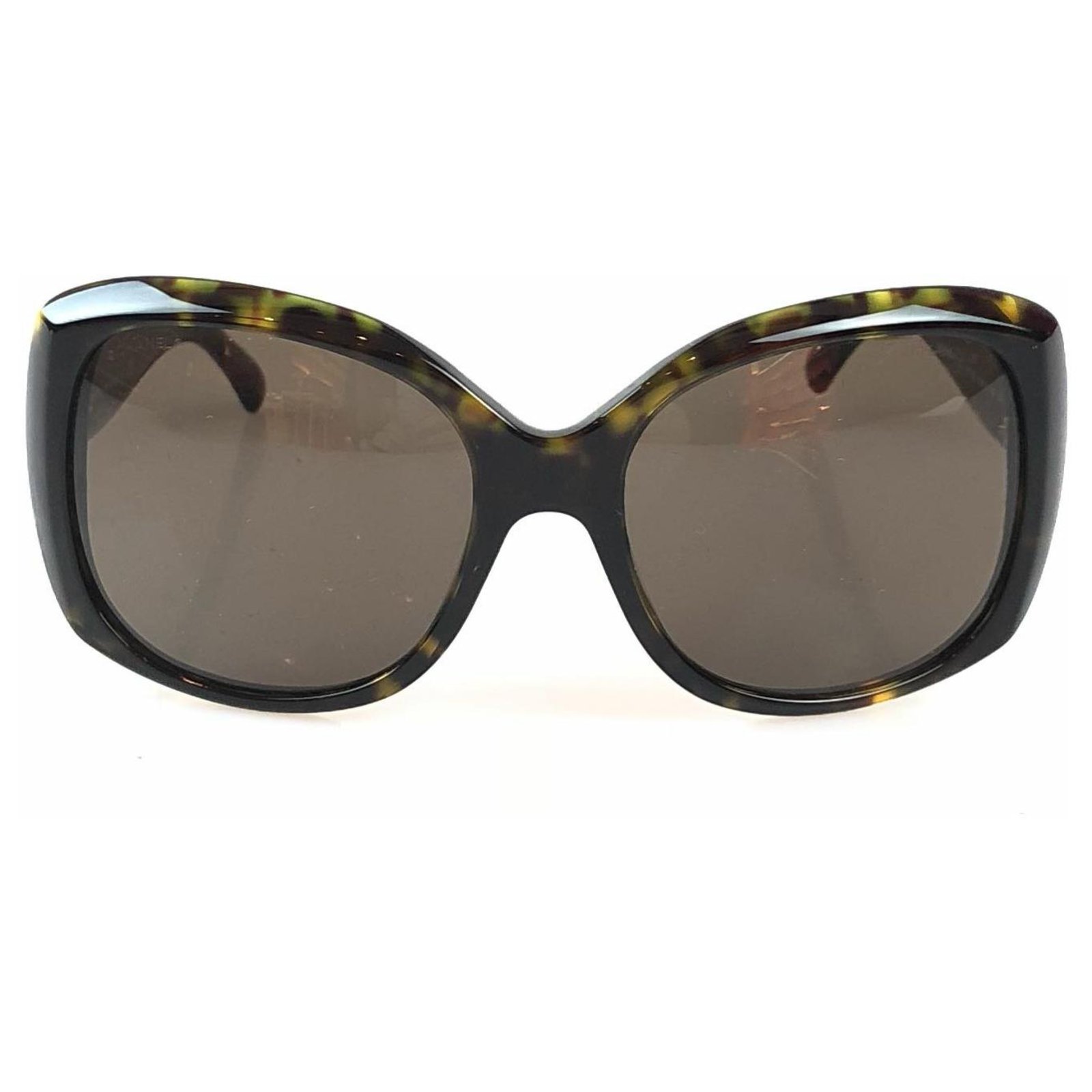 Chanel Brown Tortoise Shell Butterfly Sunglasses Yellow Dark brown  ref.118428 - Joli Closet