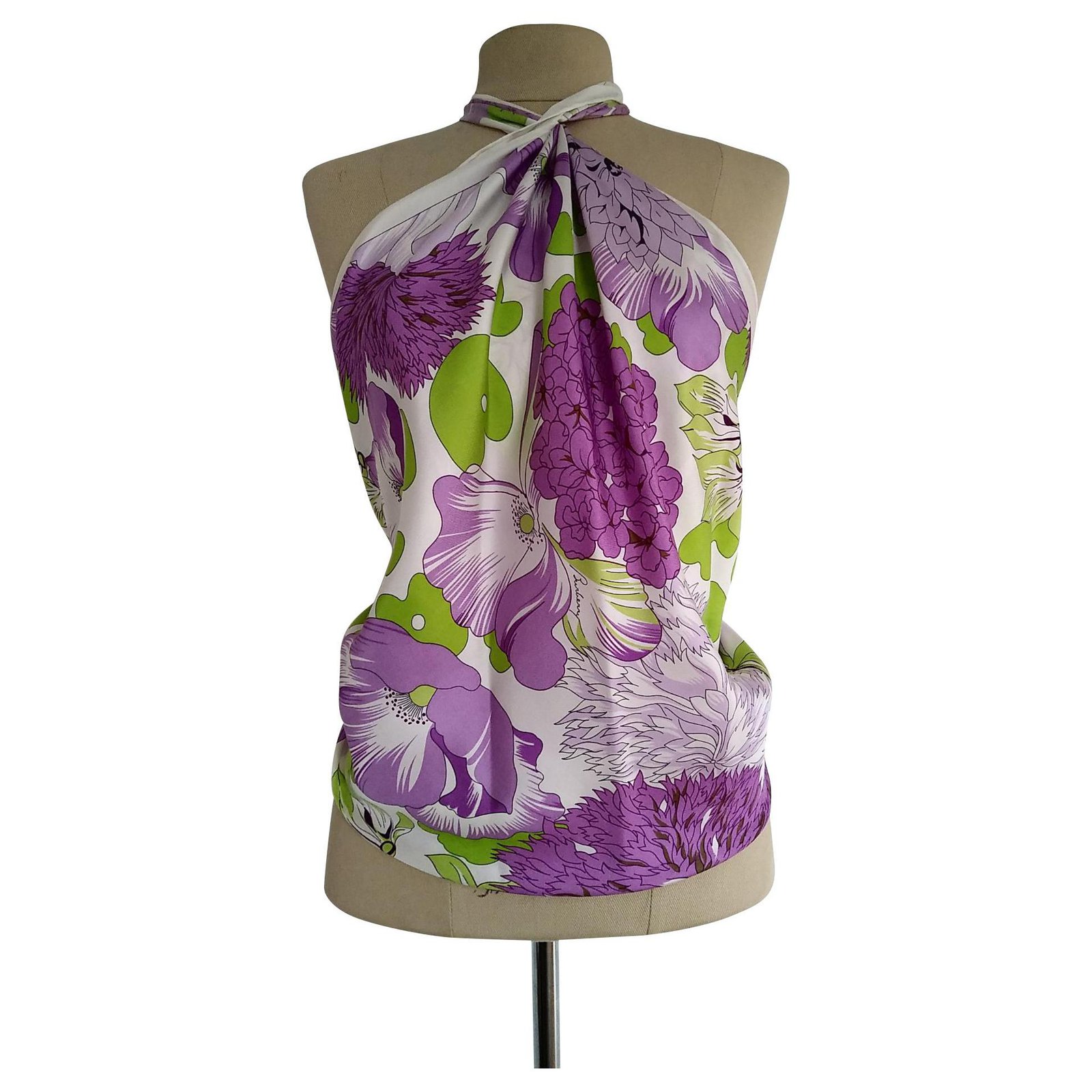 Burberry floral large square scarf Purple Silk ref.118906 - Joli Closet