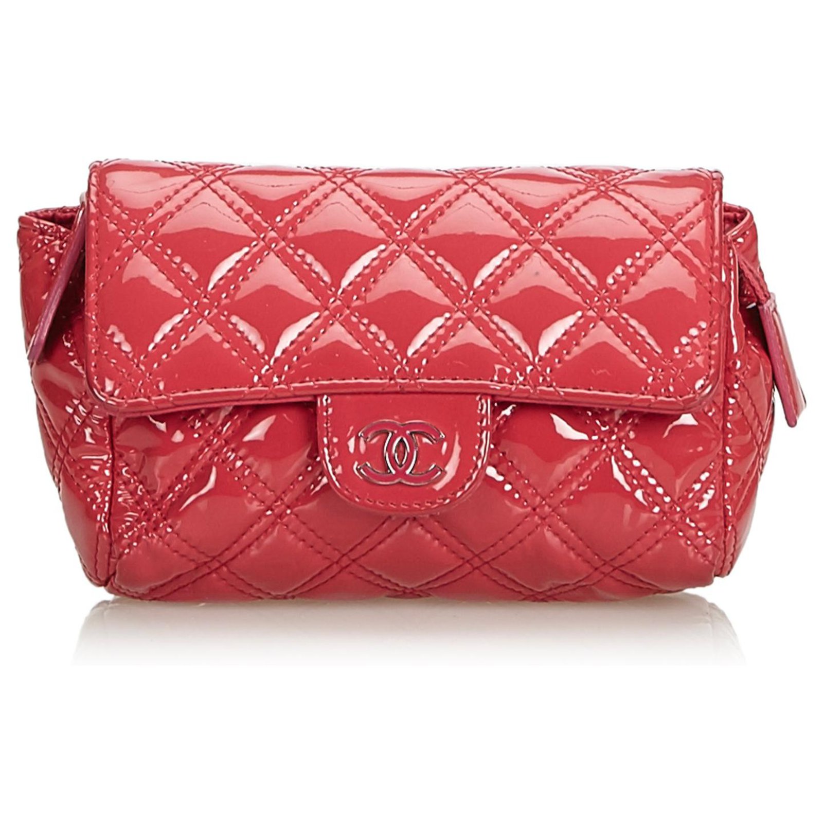 Chanel Pink Matelasse Patent Leather Cosmetic Pouch ref.118943 - Joli Closet