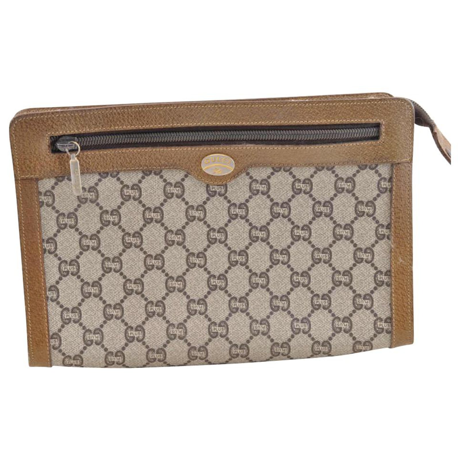 Gucci Sherry Line GG Clutch Bag Brown Cloth ref.119376 - Joli Closet