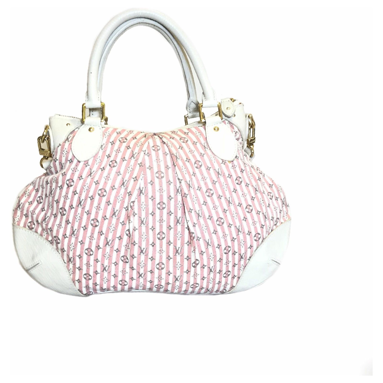 Louis Vuitton Pink Mini Lin Croisette Marina GM White Leather Cloth  Pony-style calfskin Cloth ref.119482 - Joli Closet