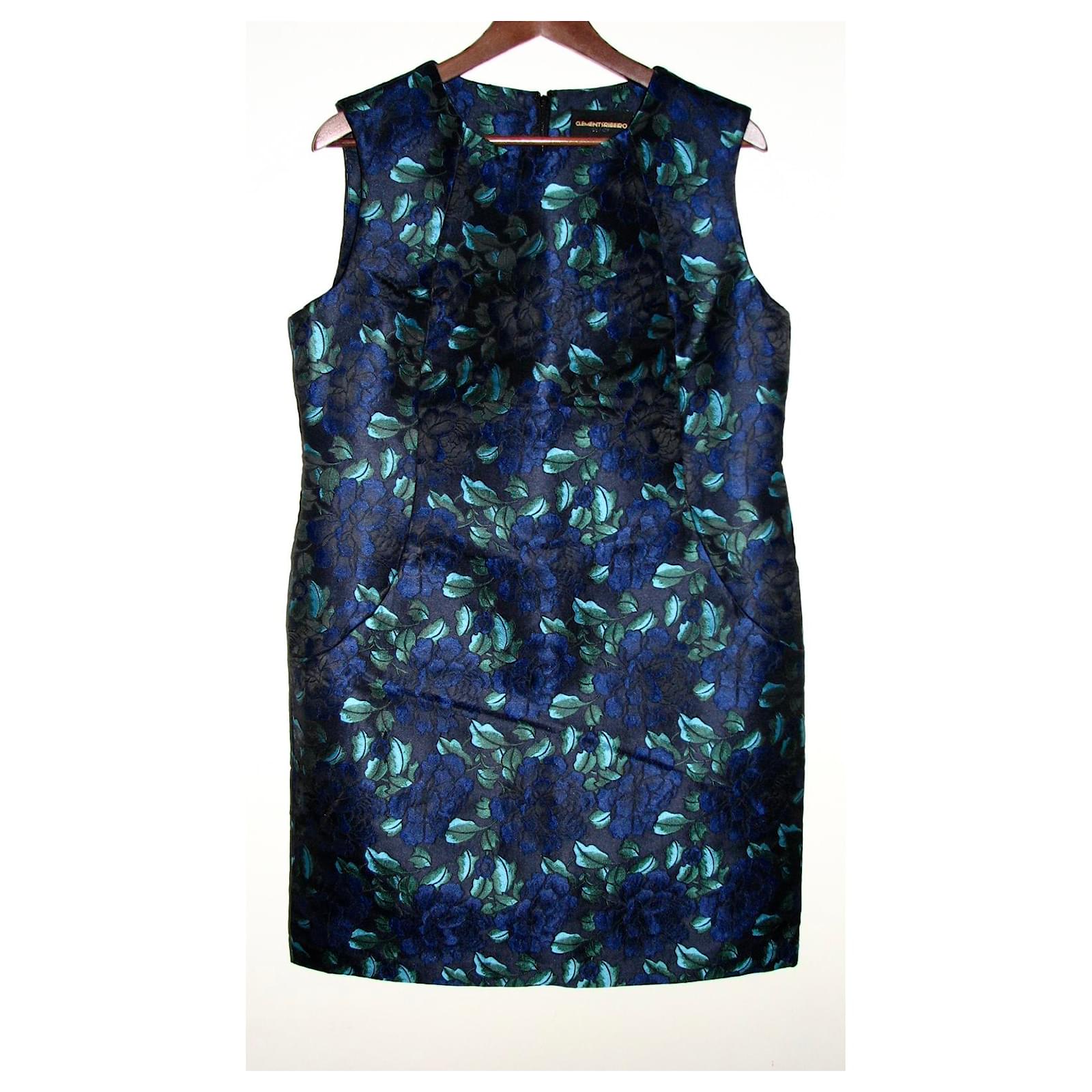 clements ribeiro shirt dress Clements Ribeiro Green Floral Shirt Dress with pockets in Size 12