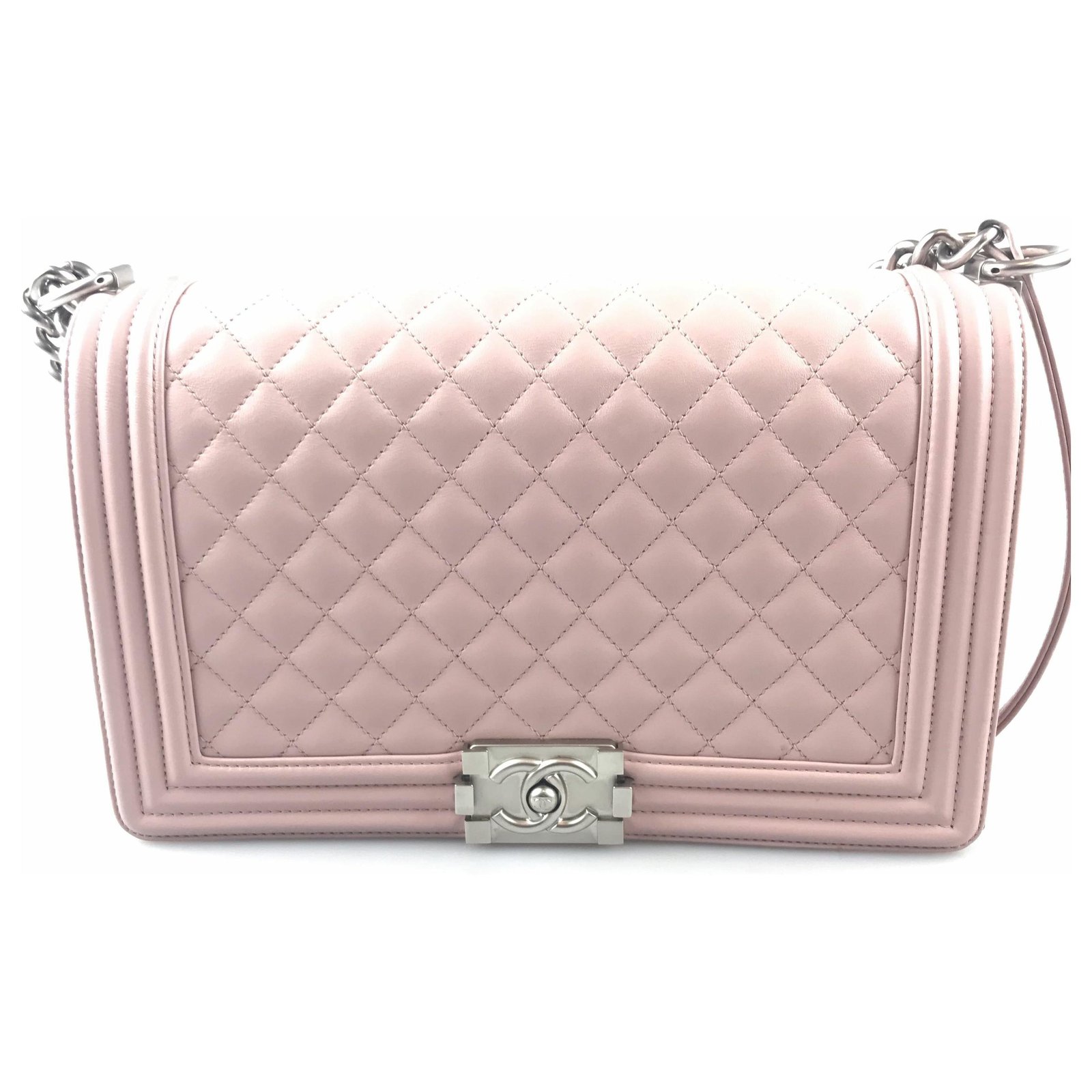 CHANEL Pink Boy Flap Chain Shoulder Handbag Quilted Lambskin Leather