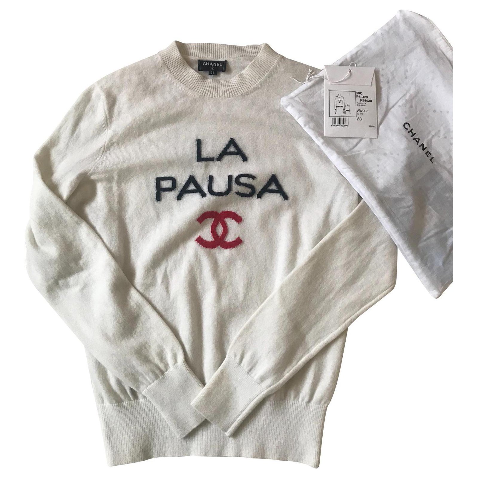 Chanel La Pausa Sweater White Cashmere  - Joli Closet