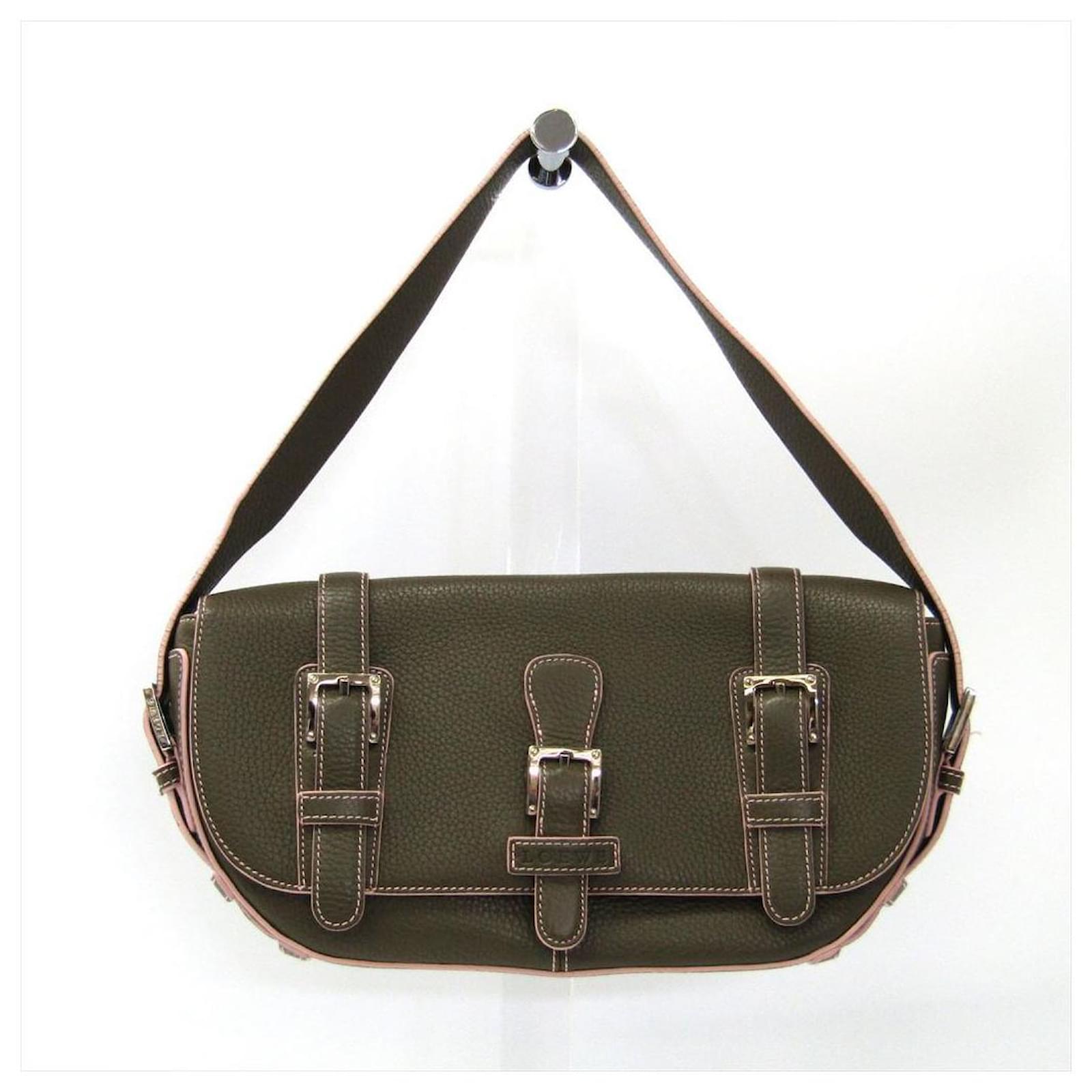 Loewe Green Senda Shoulder Bag Pink Leather Pony-style calfskin