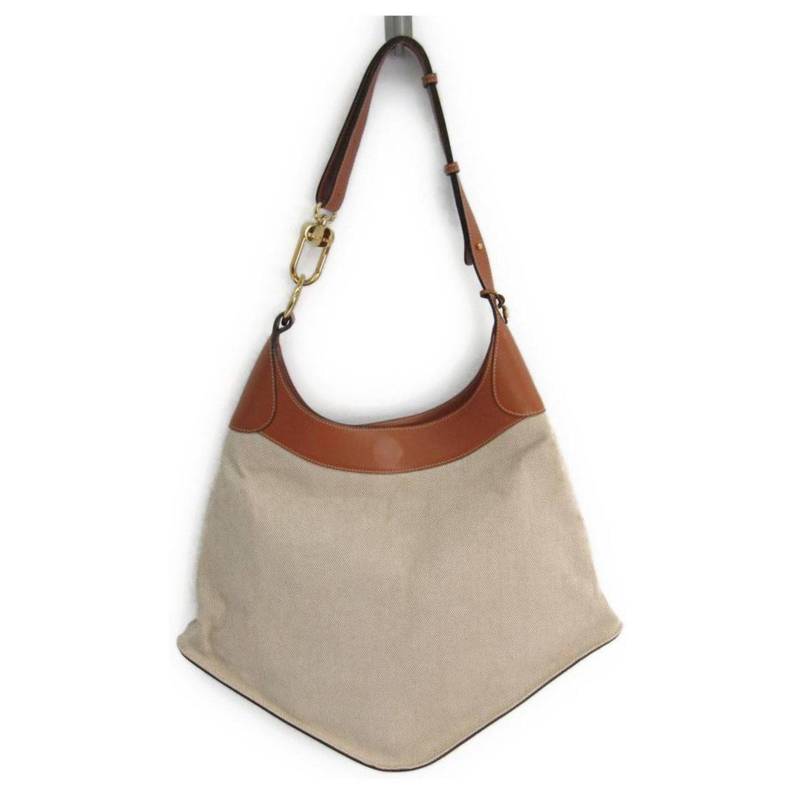 Delvaux Brown Canvas Shoulder Bag Light brown Leather Cloth Cloth