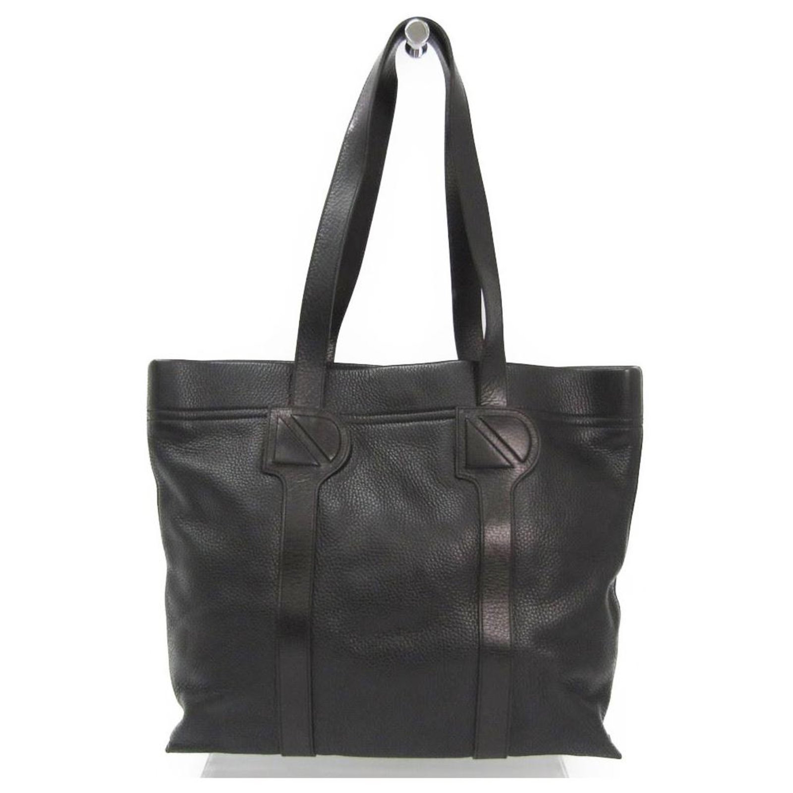 Delvaux Tempête Handbag in Black Calfskin Leather Pony-style