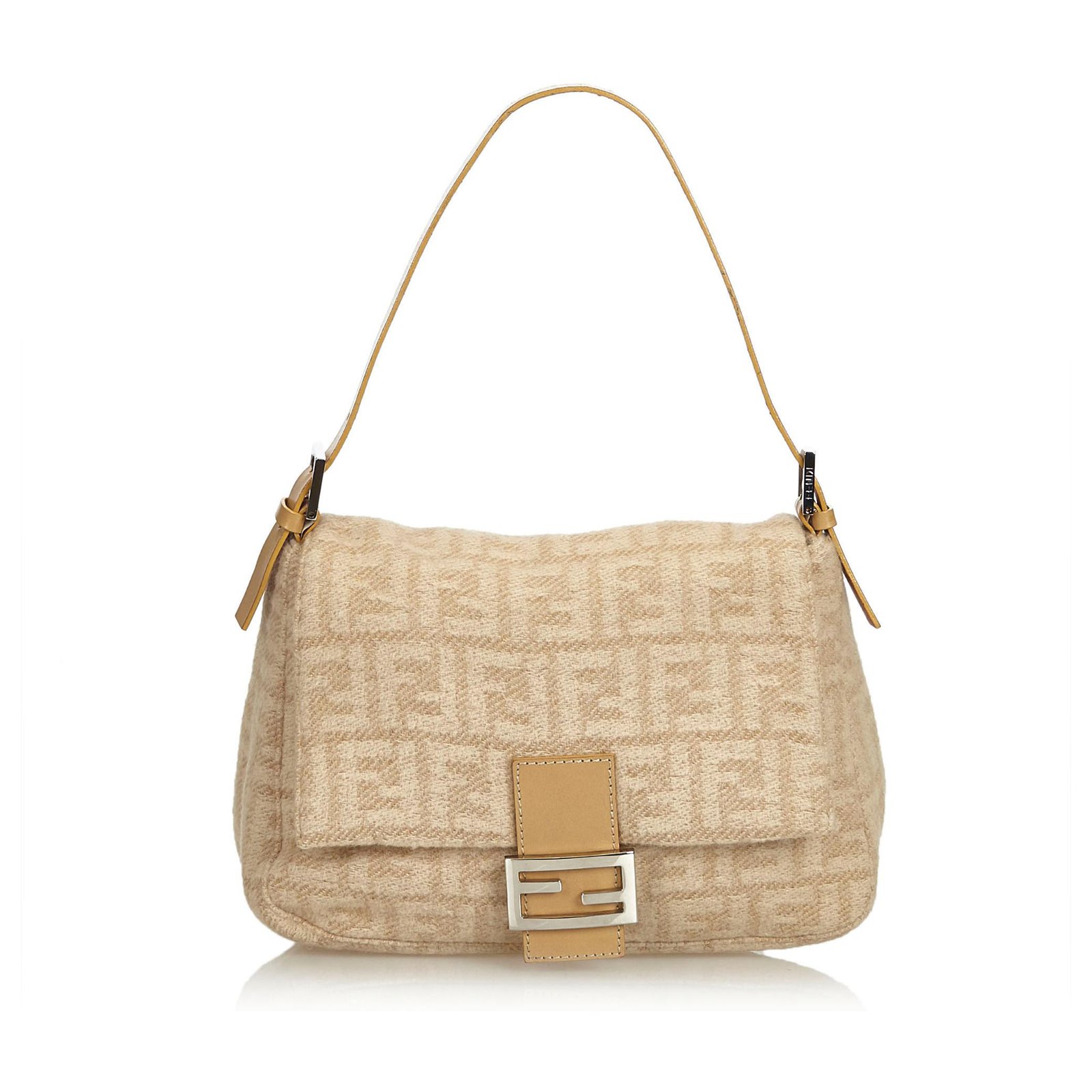 Mamma baguette cloth handbag Fendi Brown in Cloth - 17580437
