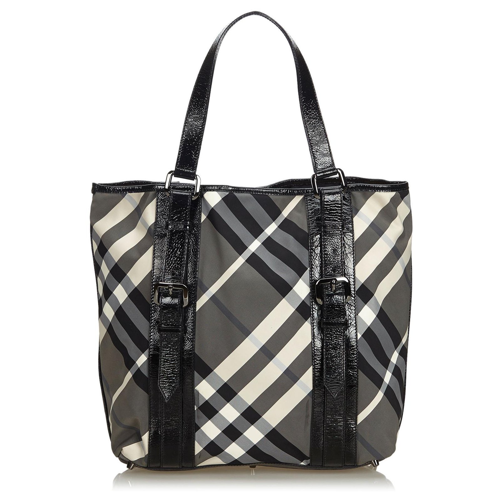 burberry black and white tote