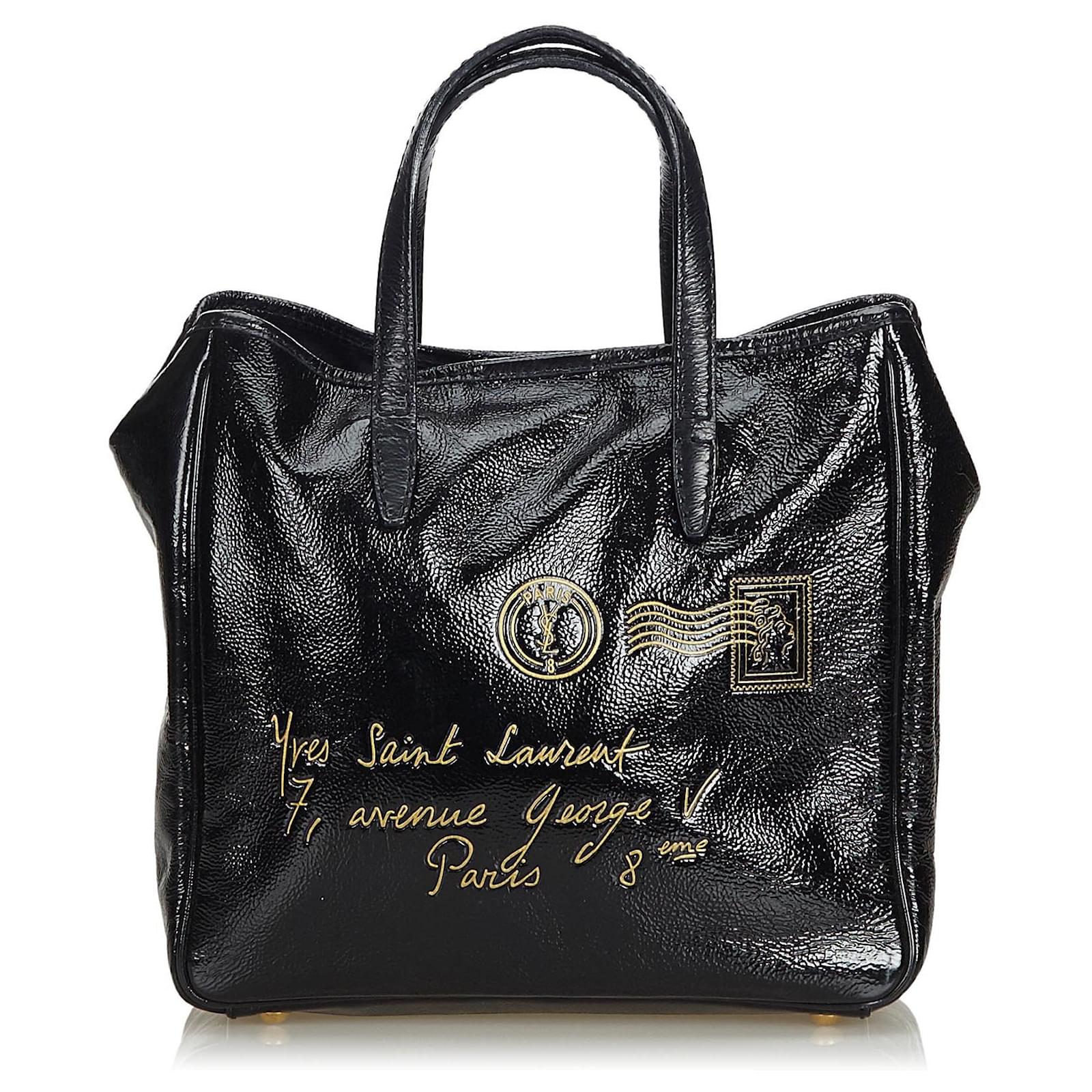 Autre Marque YSL Black Y Mail Tote Bag Leather Patent