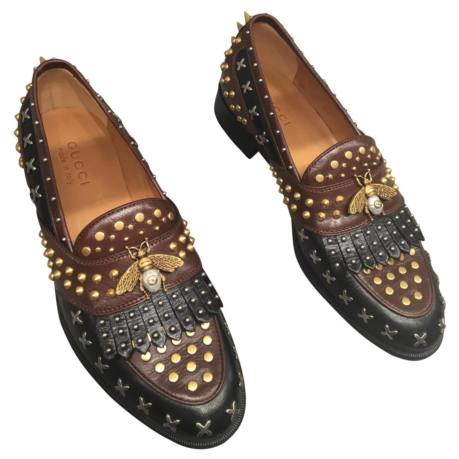 gucci studded loafers
