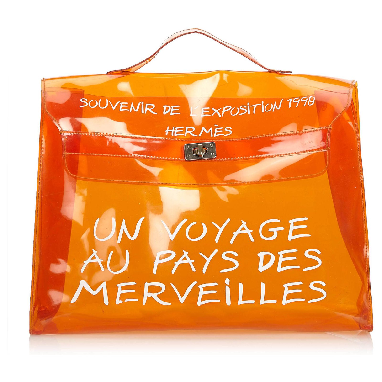 Hermès Hermes Orange Vinyl Kelly Handbag Plastic ref.120891 - Joli