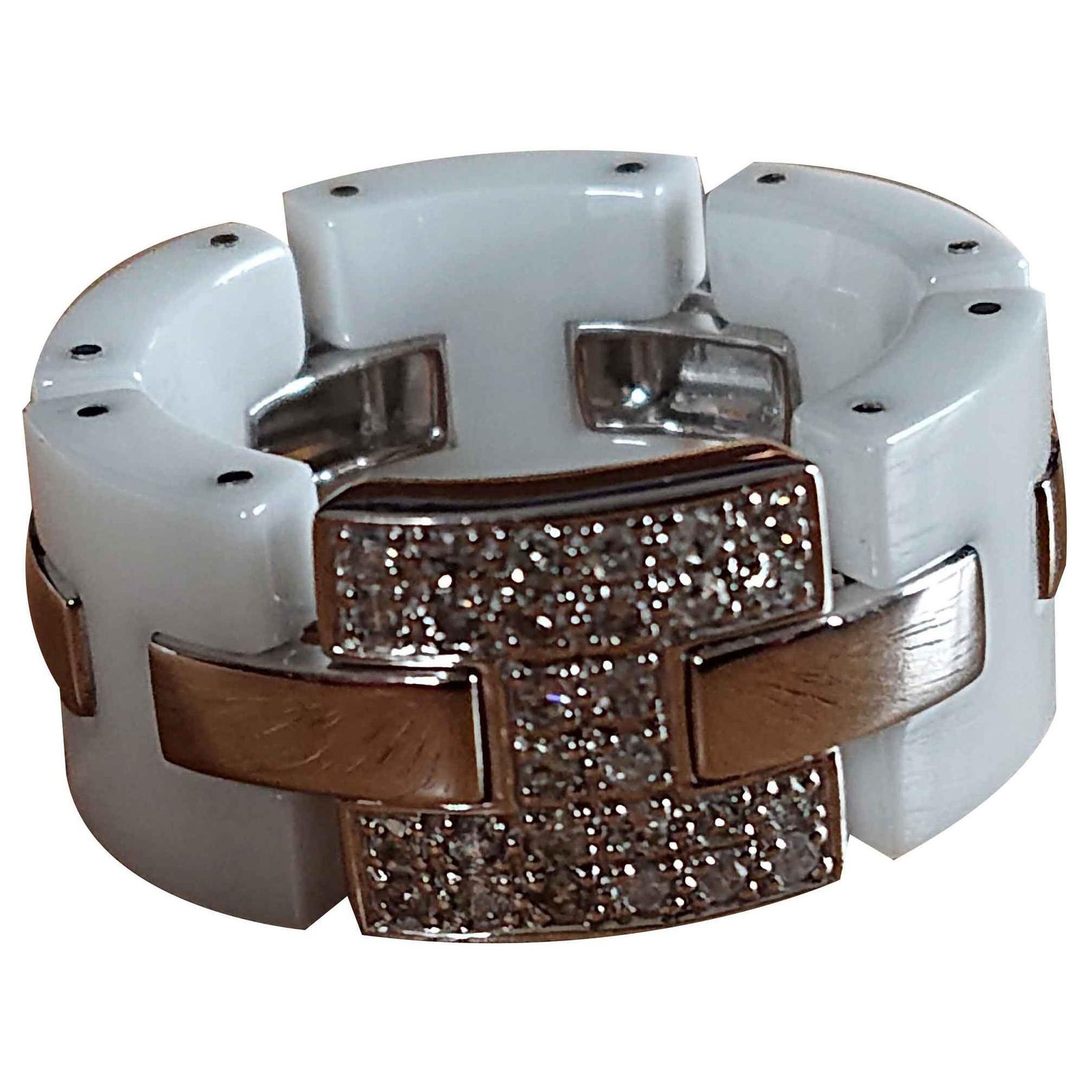 Bagues Guy Laroche Bague en céramique diamants et or blanc ...