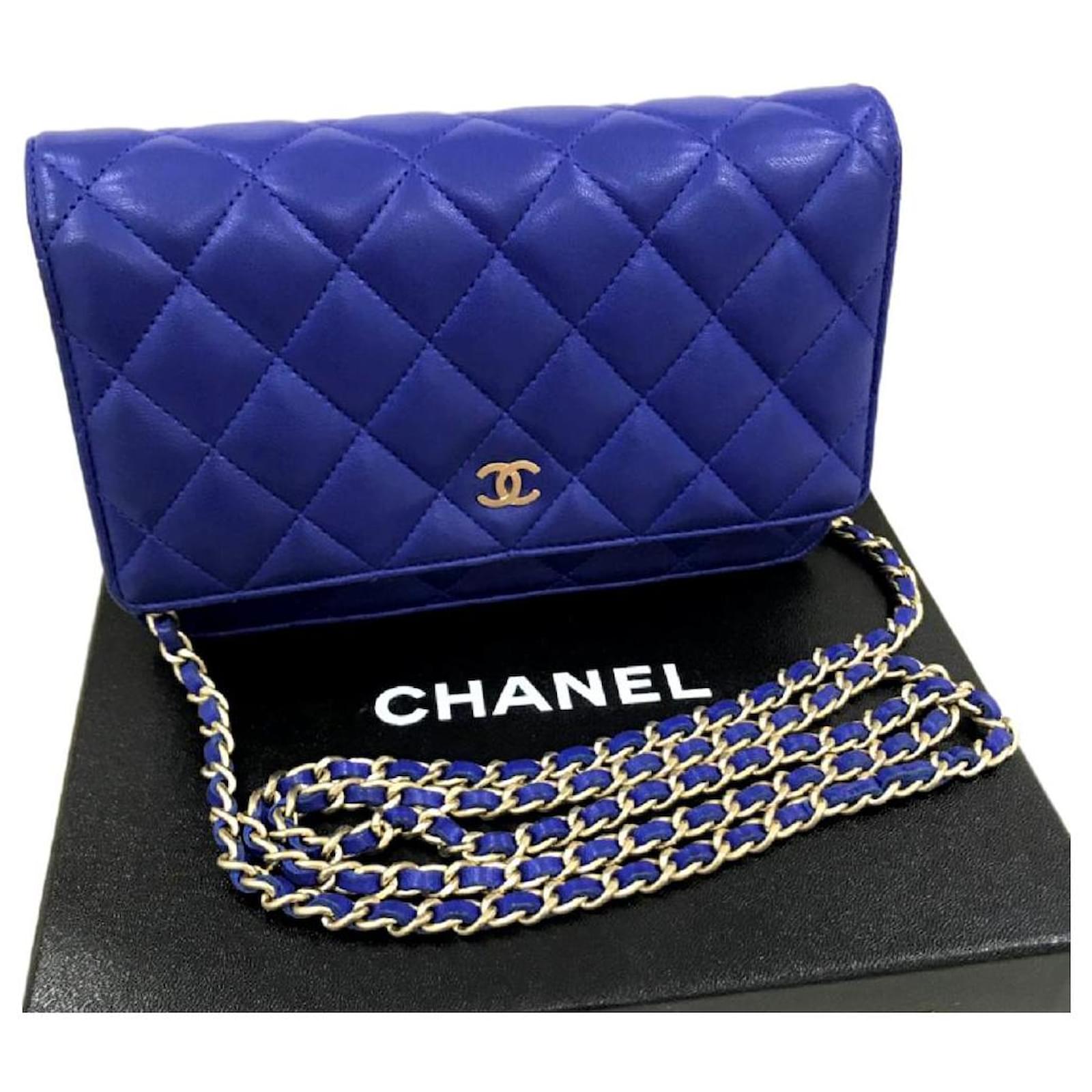 blue chanel wallet on chain