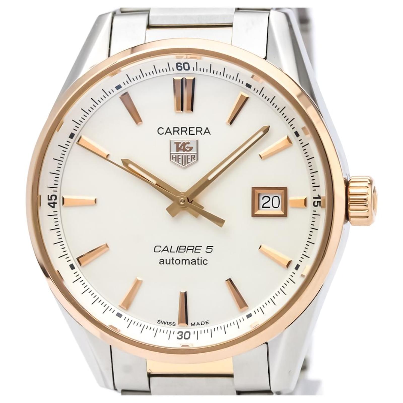 Tag Heuer Silver Stainless Steel Calibre 5Automatic Watch WAR215D.BD0784  Silvery Golden Metal ref.122041 - Joli Closet