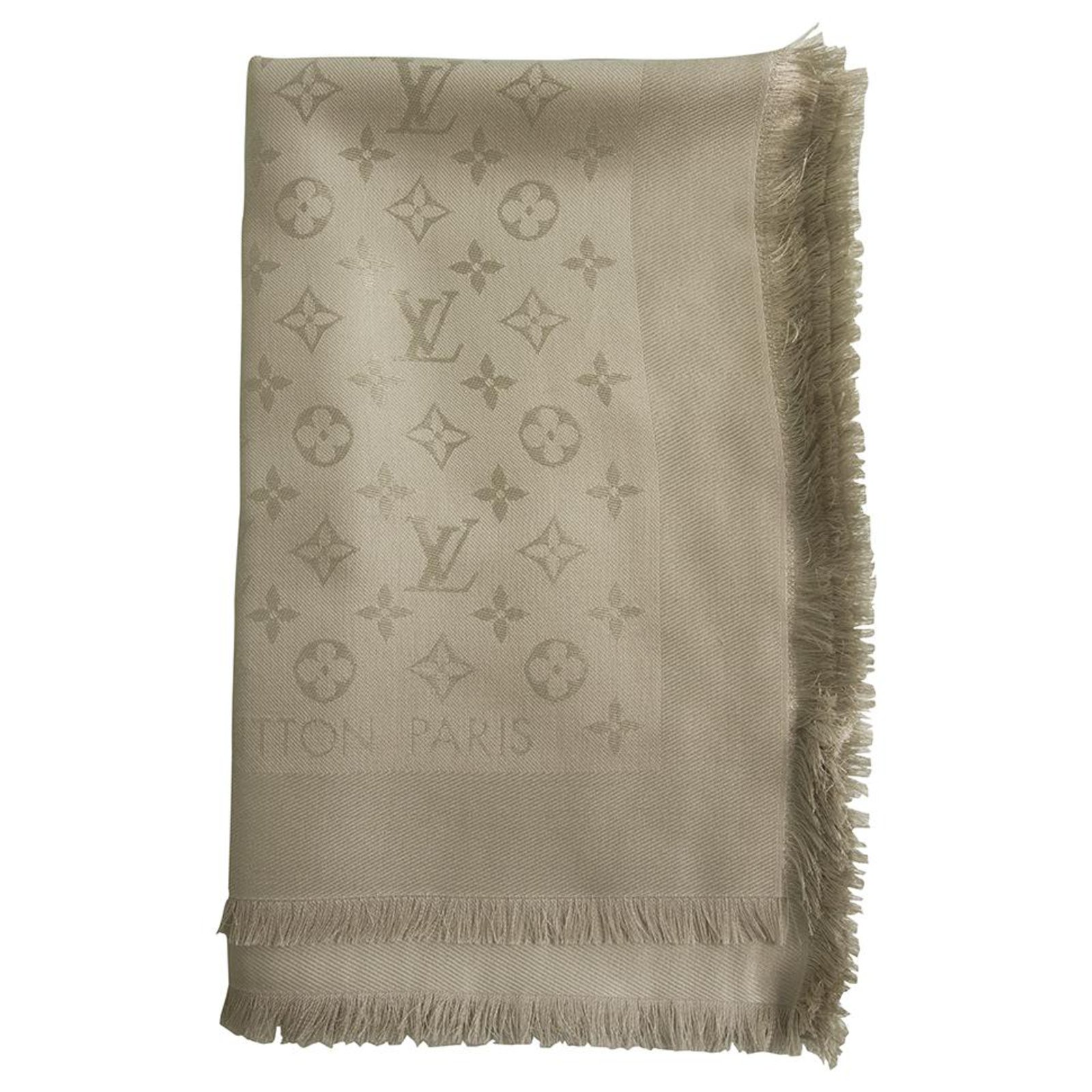 Louis Vuitton Greige Monogram Wool and Silk Shawl
