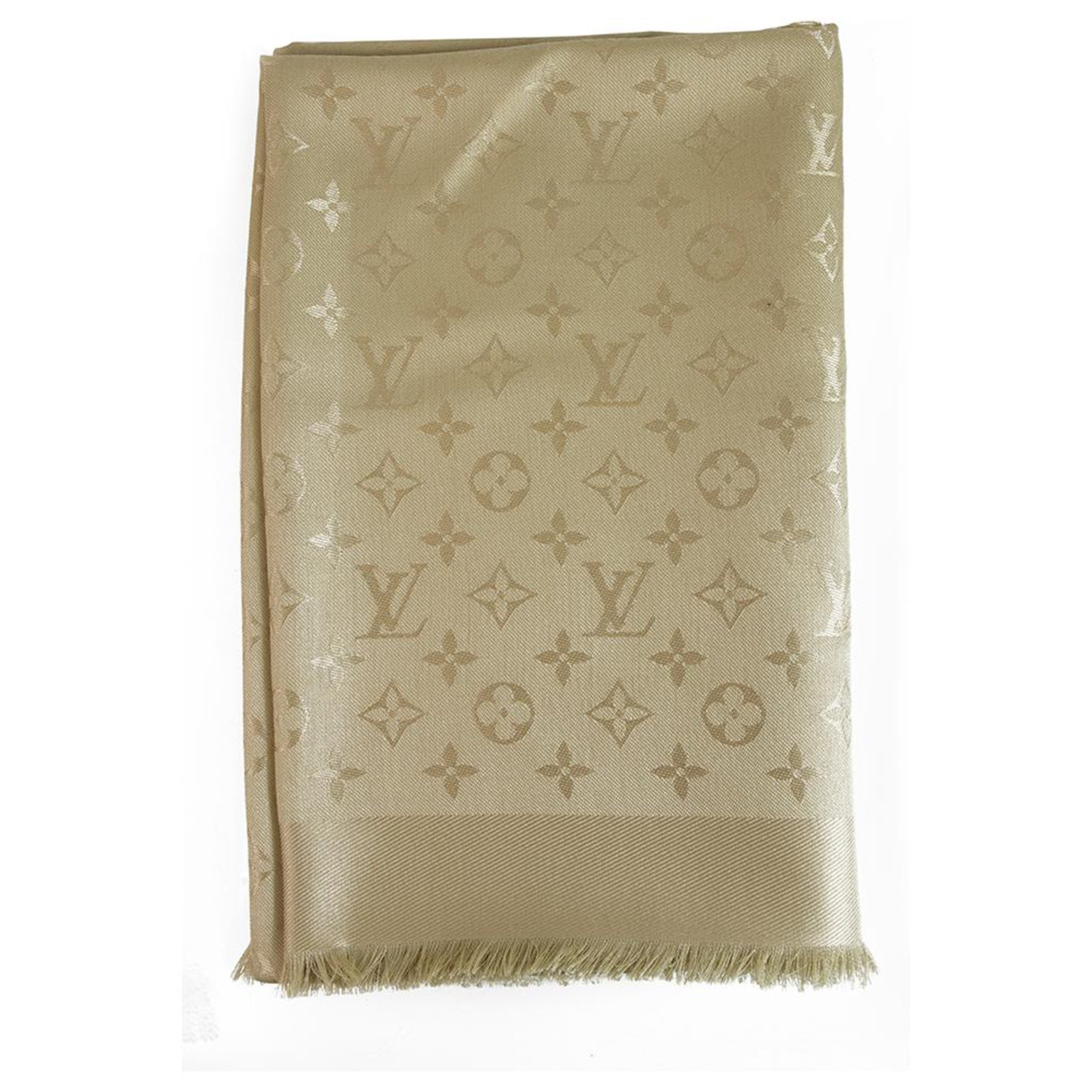 Louis Vuitton monogram Cream Dune Tone on tone shawl weaved jacquard silk  M71360
