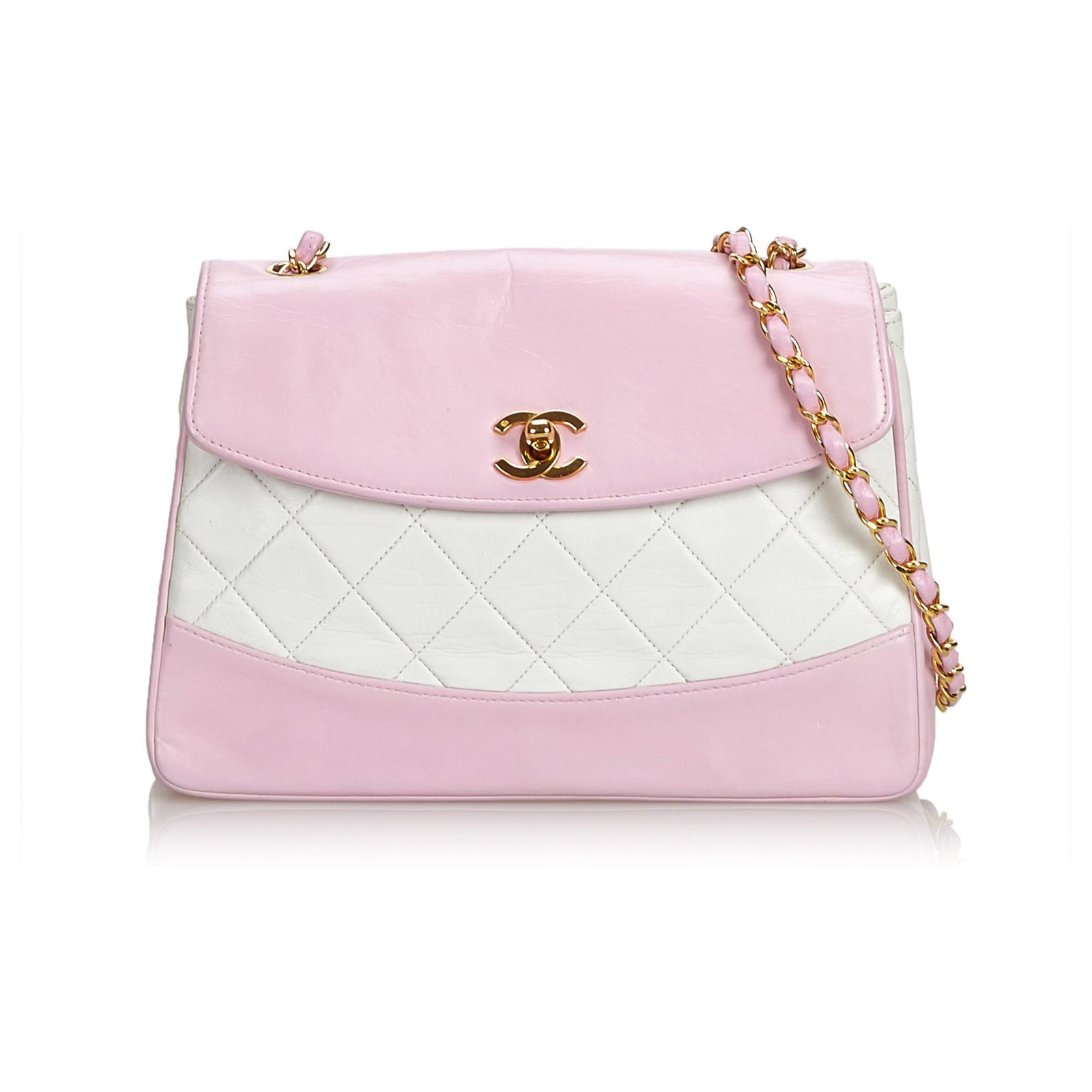 CHANEL Lambskin Quilted Medium Double Flap Light Pink 78567