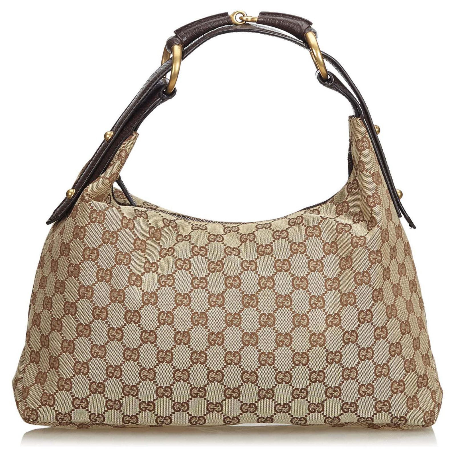 Gucci Brown Leather Vintage Web Horsebit Heritage Hobo Bag - Yoogi's Closet