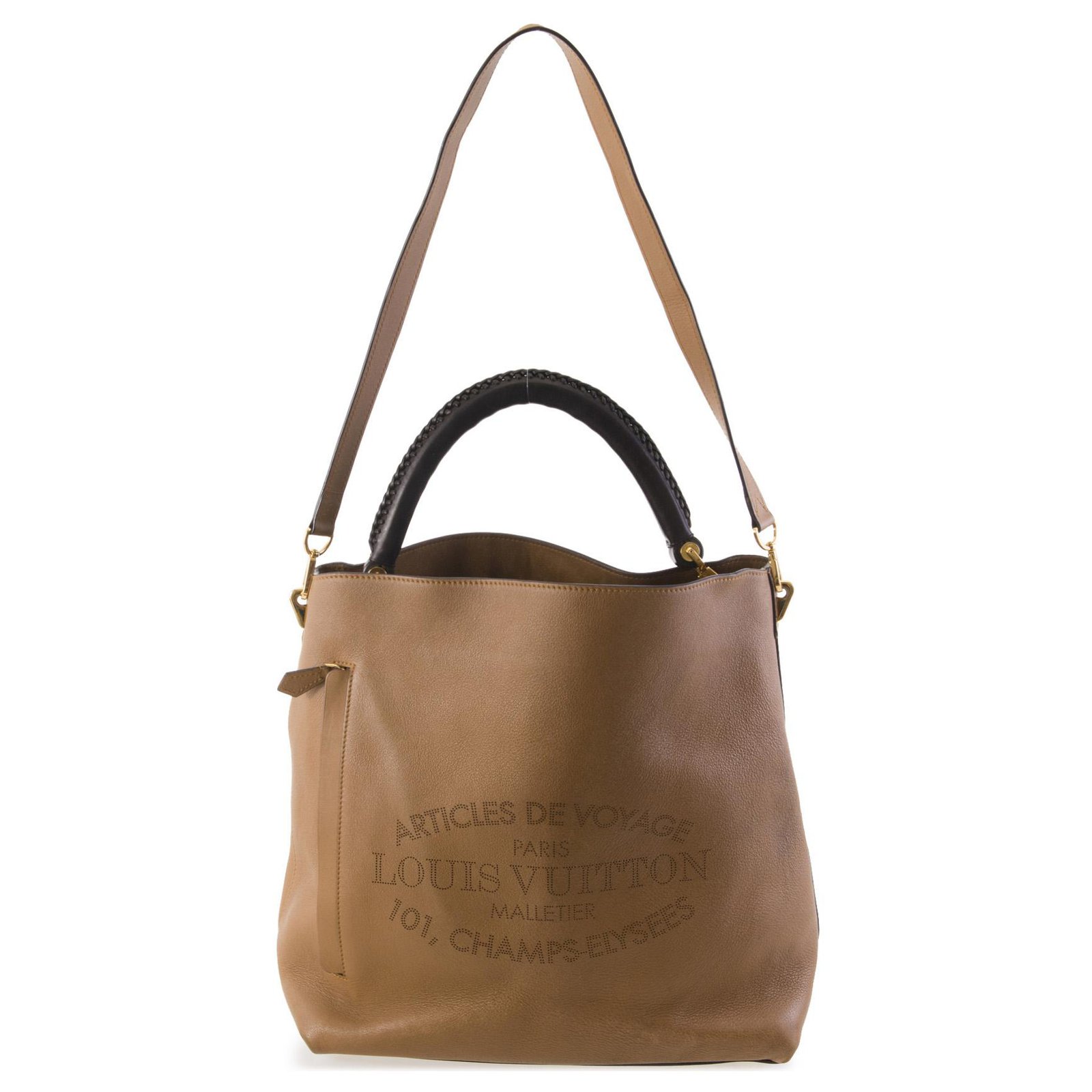 Louis Vuitton Brown Leather Voyage Bagatelle Satchel Light brown Dark brown  ref.123072 - Joli Closet