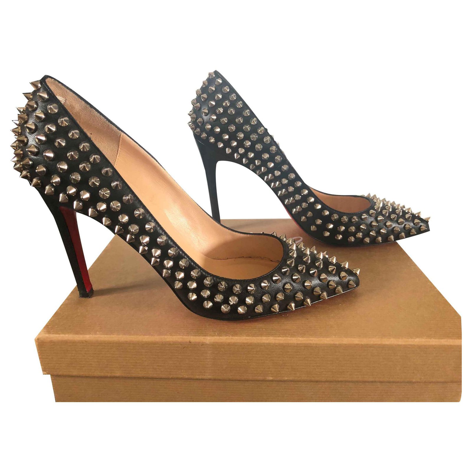 Christian Pigalle Spikes Black Silvery Leather ref.123372 - Joli